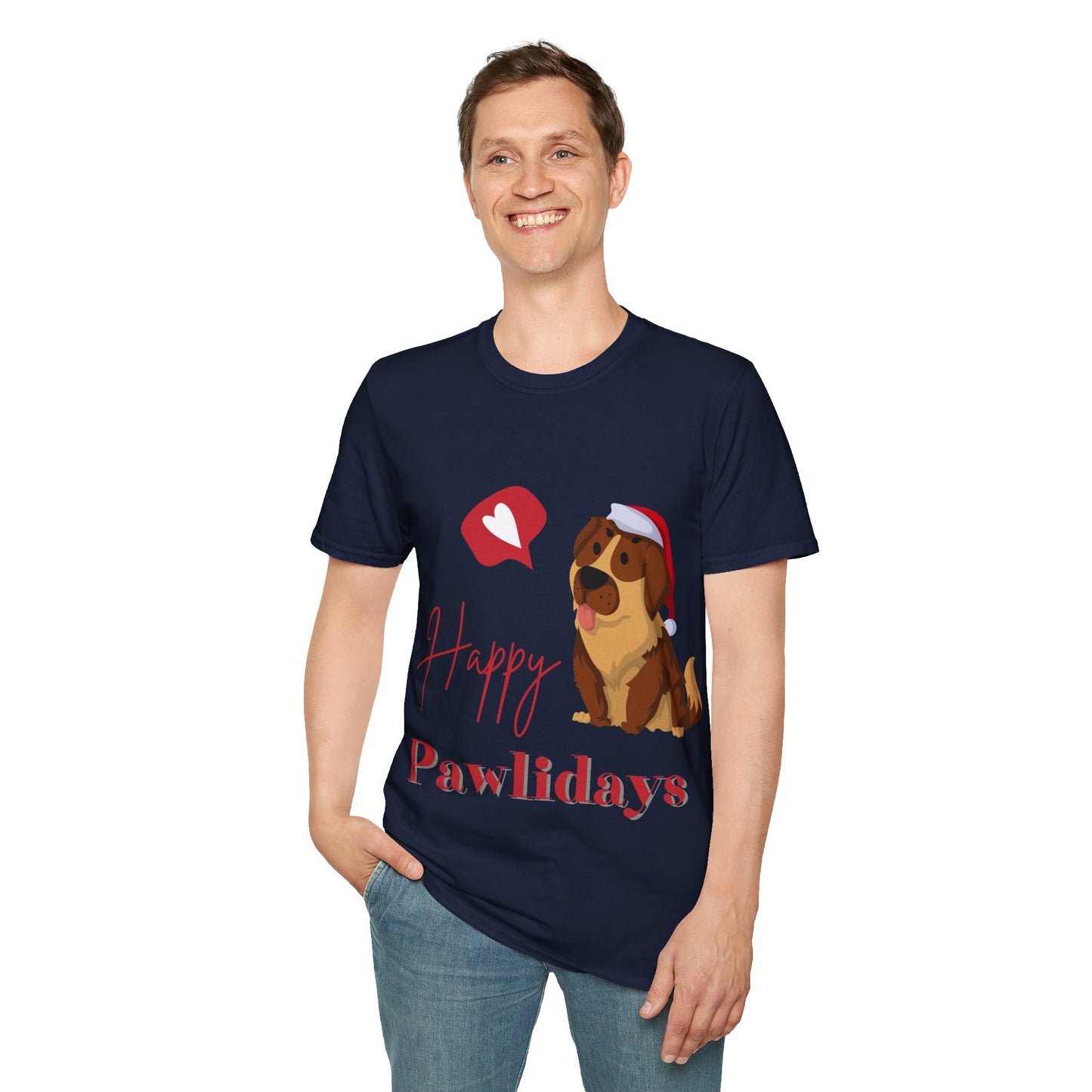 Happy Pawlidays Unisex Softstyle T-Shirt – Celebrate Your Furry Friends | Perfect Pet Lover Gift
