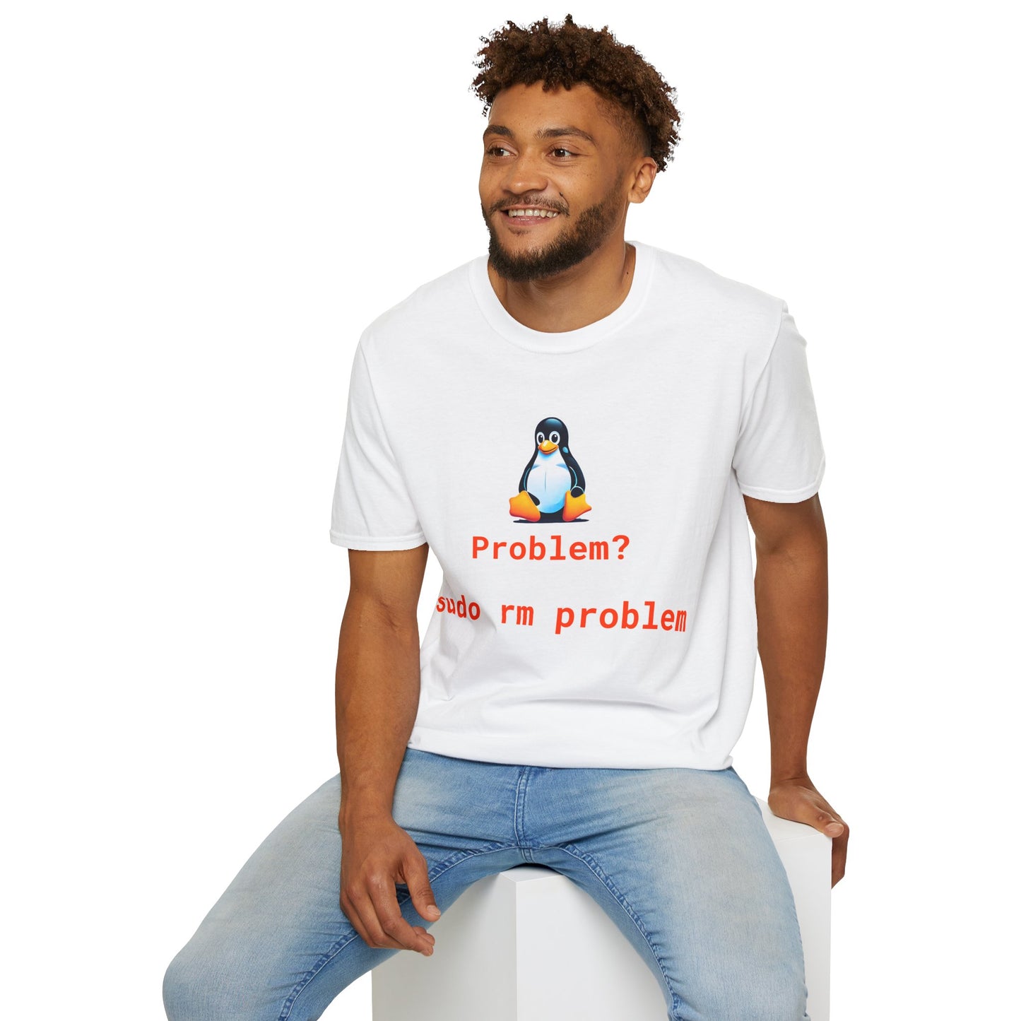 Funny Tech Humor T-Shirt – 'Problem? sudo rm problem' – Unisex Softstyle