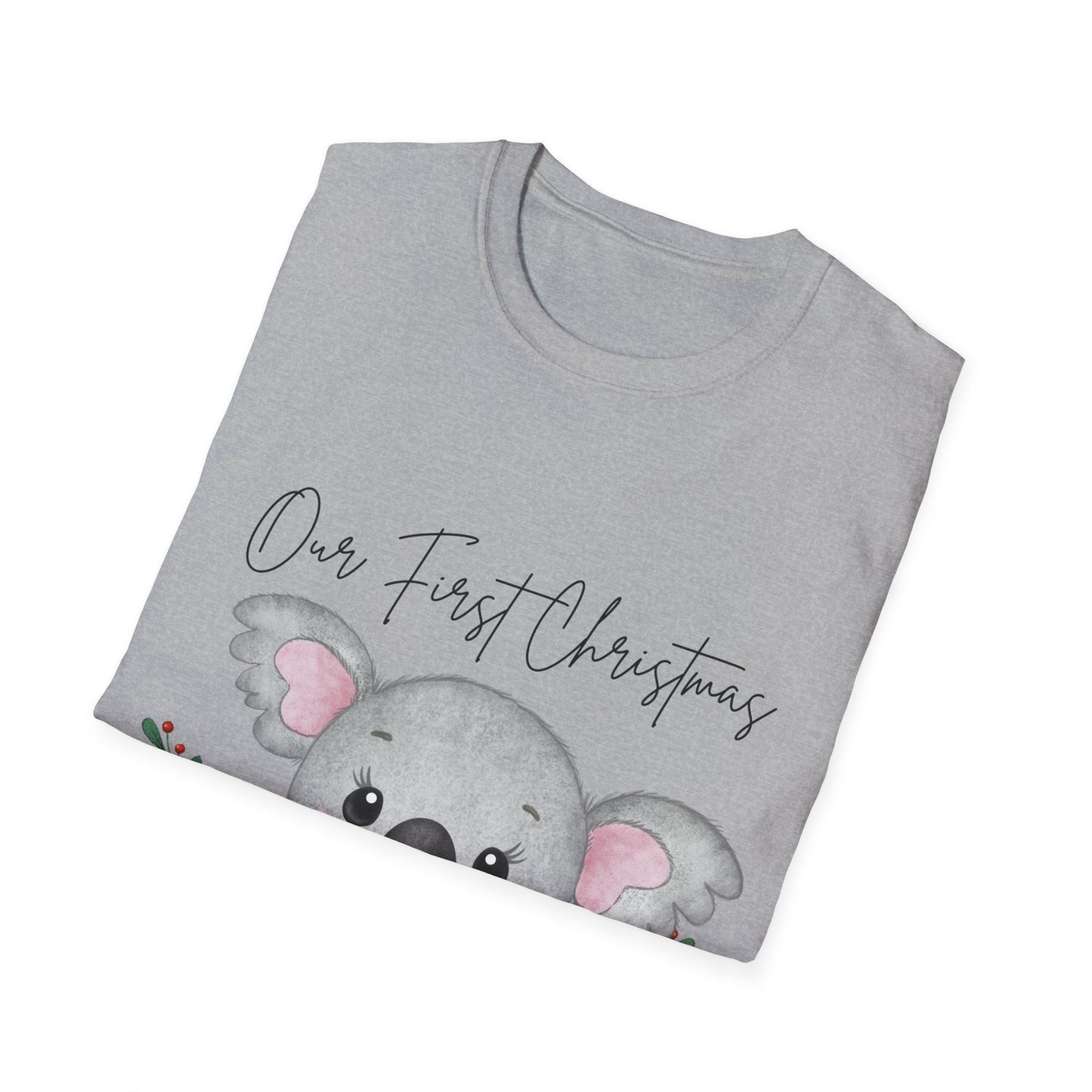 Our First Christmas Koala T-Shirt | Unisex Softstyle Tee for New Parents