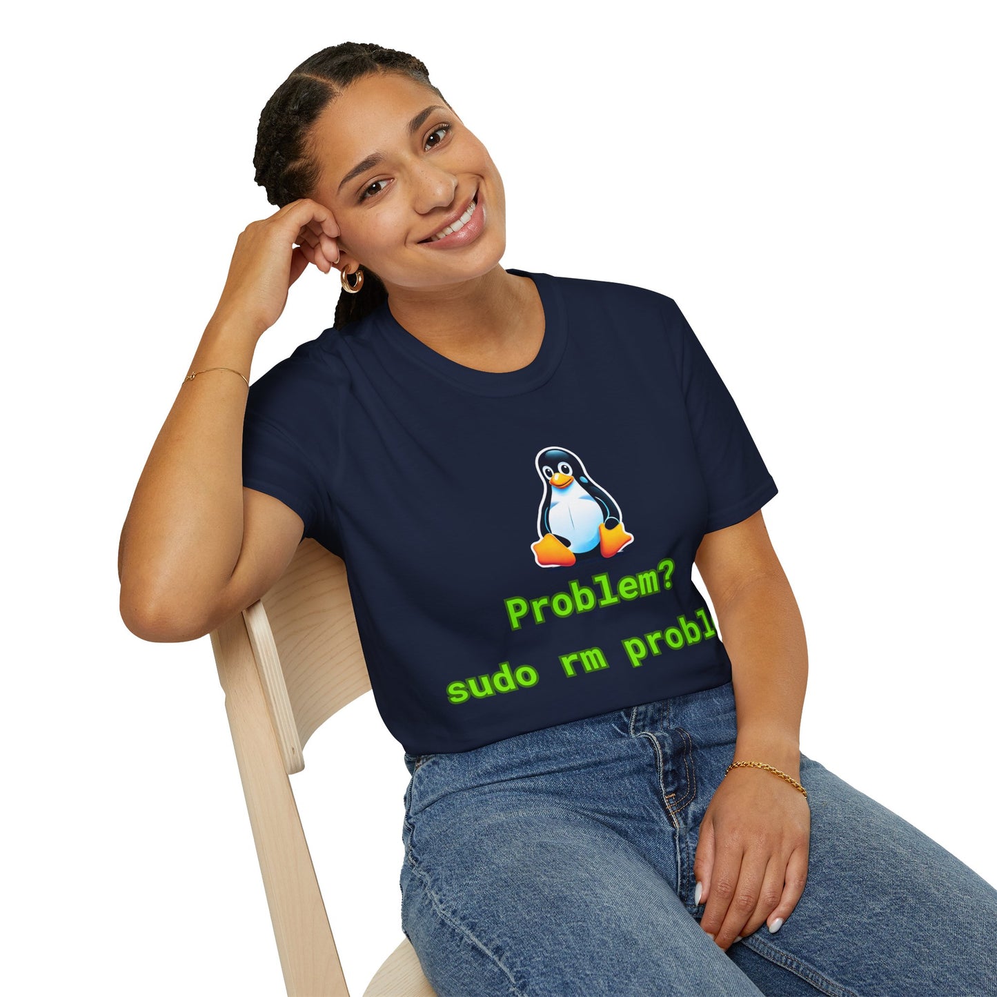 Funny Tech Humor T-Shirt – 'Problem? sudo rm problem' – Unisex Softstyle