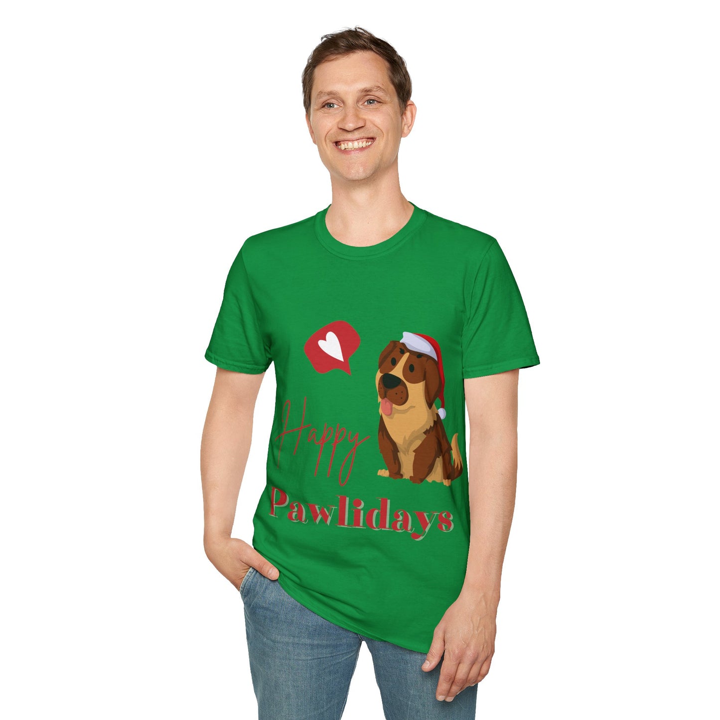Happy Pawlidays Unisex Softstyle T-Shirt – Celebrate Your Furry Friends | Perfect Pet Lover Gift
