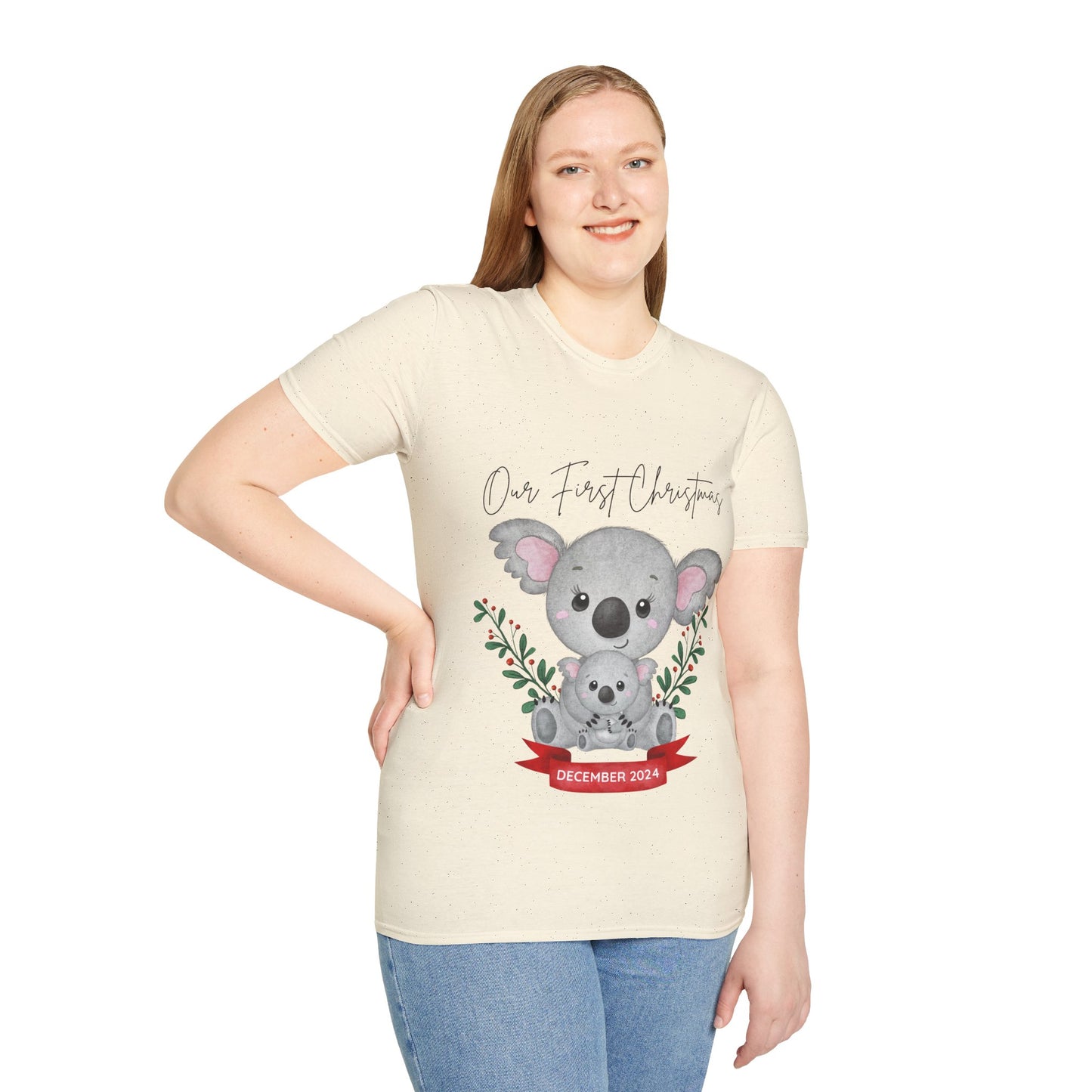 Our First Christmas Koala T-Shirt | Unisex Softstyle Tee for New Parents