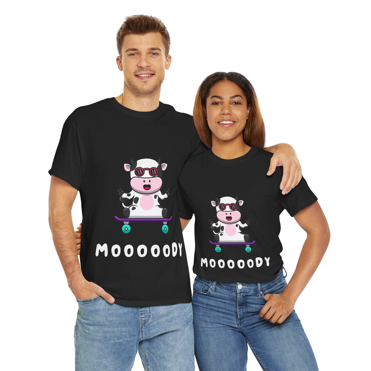 Moooody Cow Skateboarder T-Shirt – Fun and Playful Youth Tee