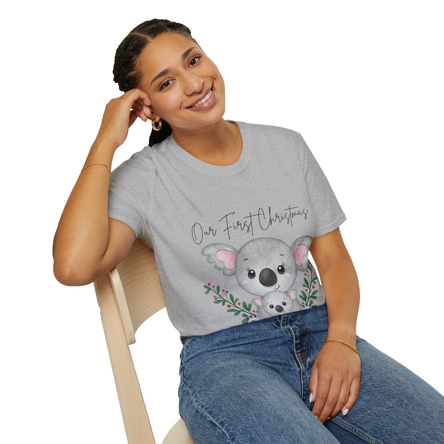 Our First Christmas Koala T-Shirt | Unisex Softstyle Tee for New Parents