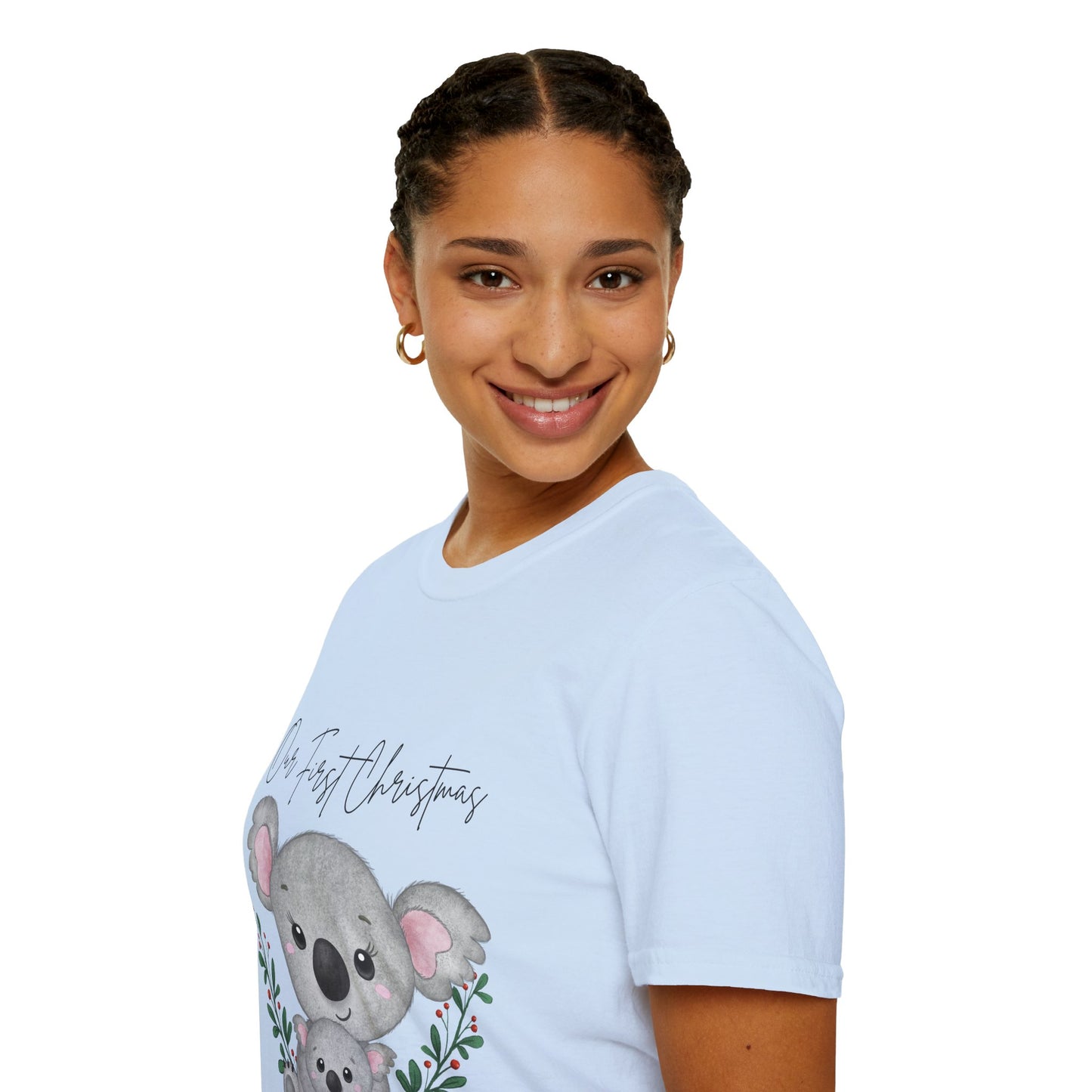 Our First Christmas Koala T-Shirt | Unisex Softstyle Tee for New Parents