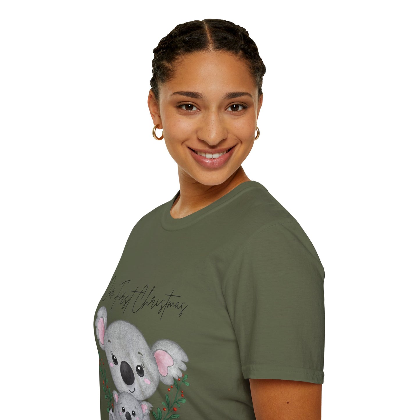 Our First Christmas Koala T-Shirt | Unisex Softstyle Tee for New Parents