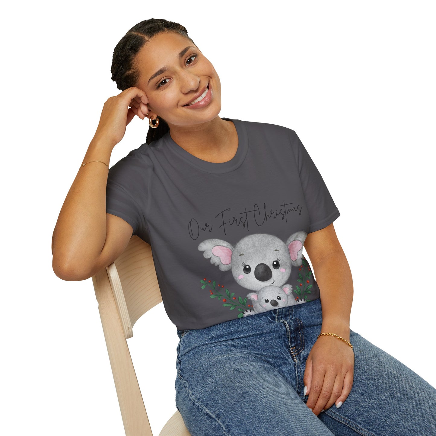 Our First Christmas Koala T-Shirt | Unisex Softstyle Tee for New Parents