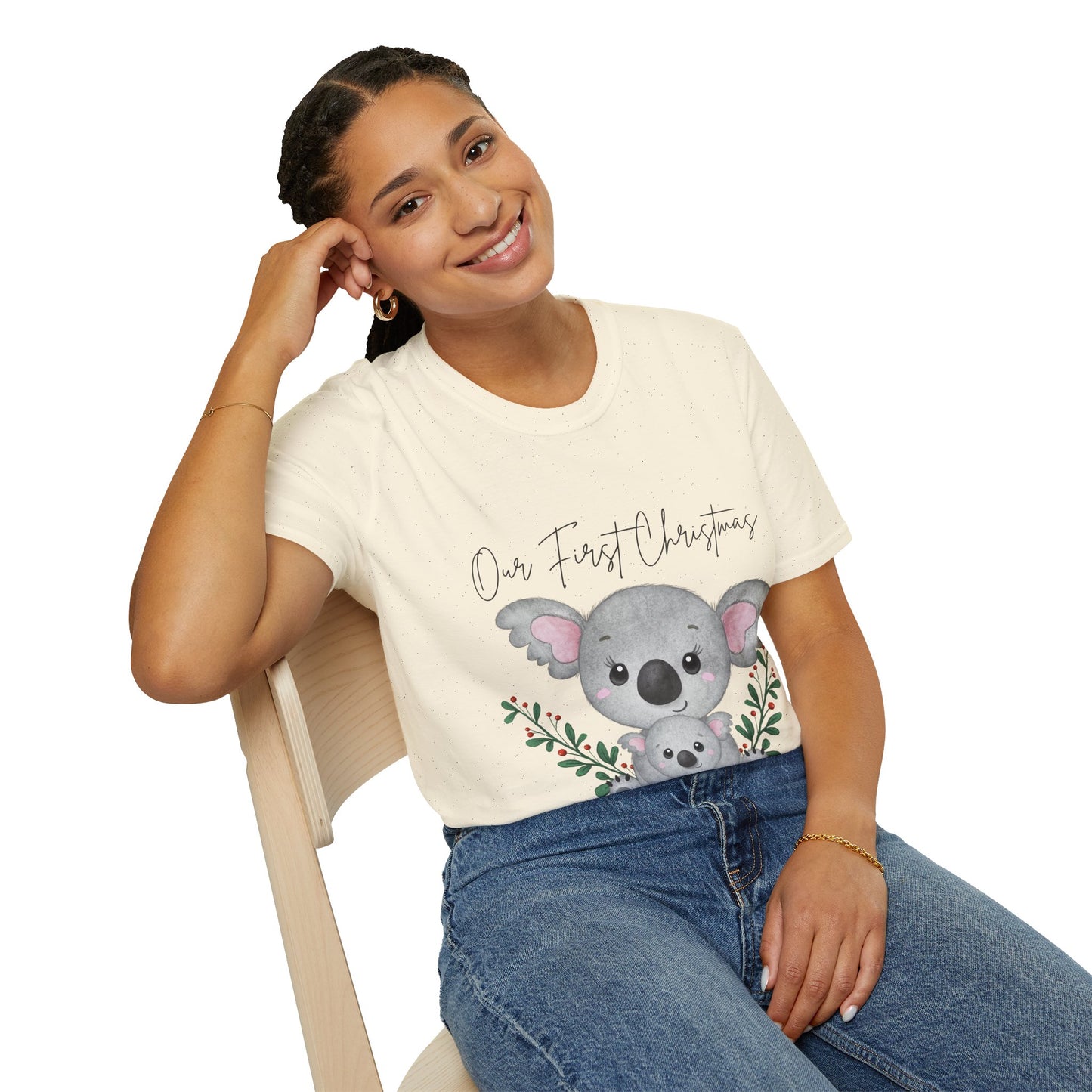 Our First Christmas Koala T-Shirt | Unisex Softstyle Tee for New Parents