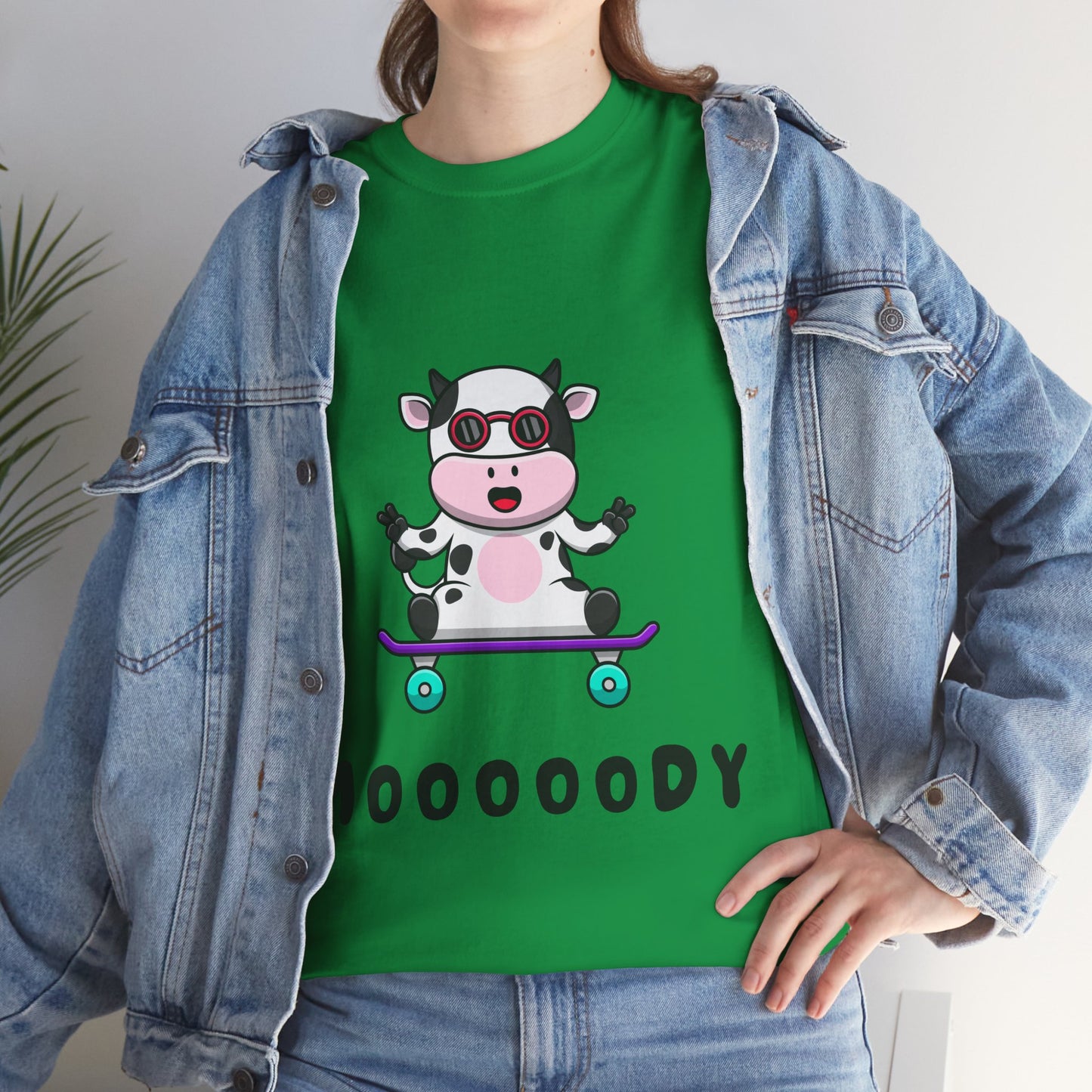 Moooody Cow Skateboarder T-Shirt – Fun and Playful Youth Tee
