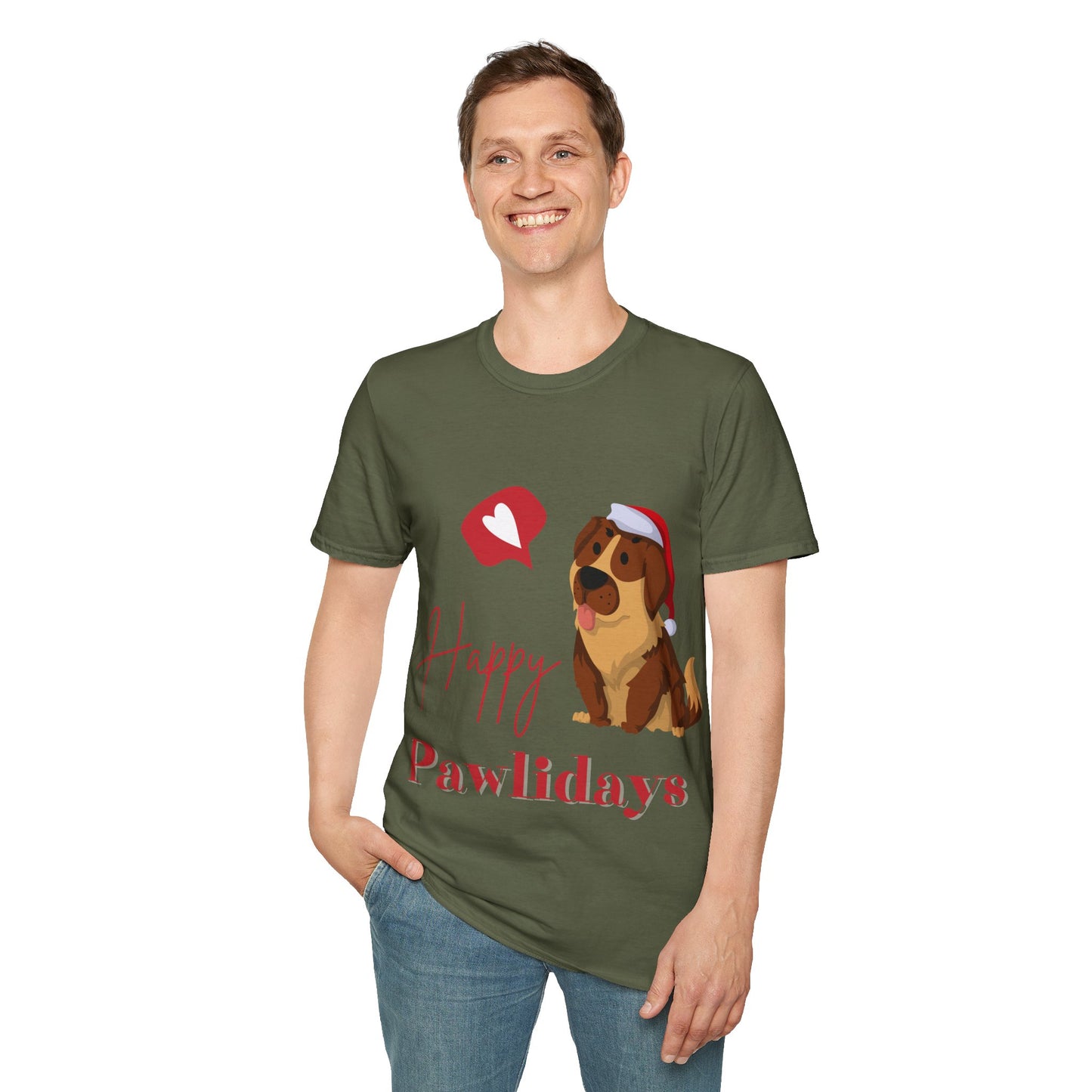 Happy Pawlidays Unisex Softstyle T-Shirt – Celebrate Your Furry Friends | Perfect Pet Lover Gift
