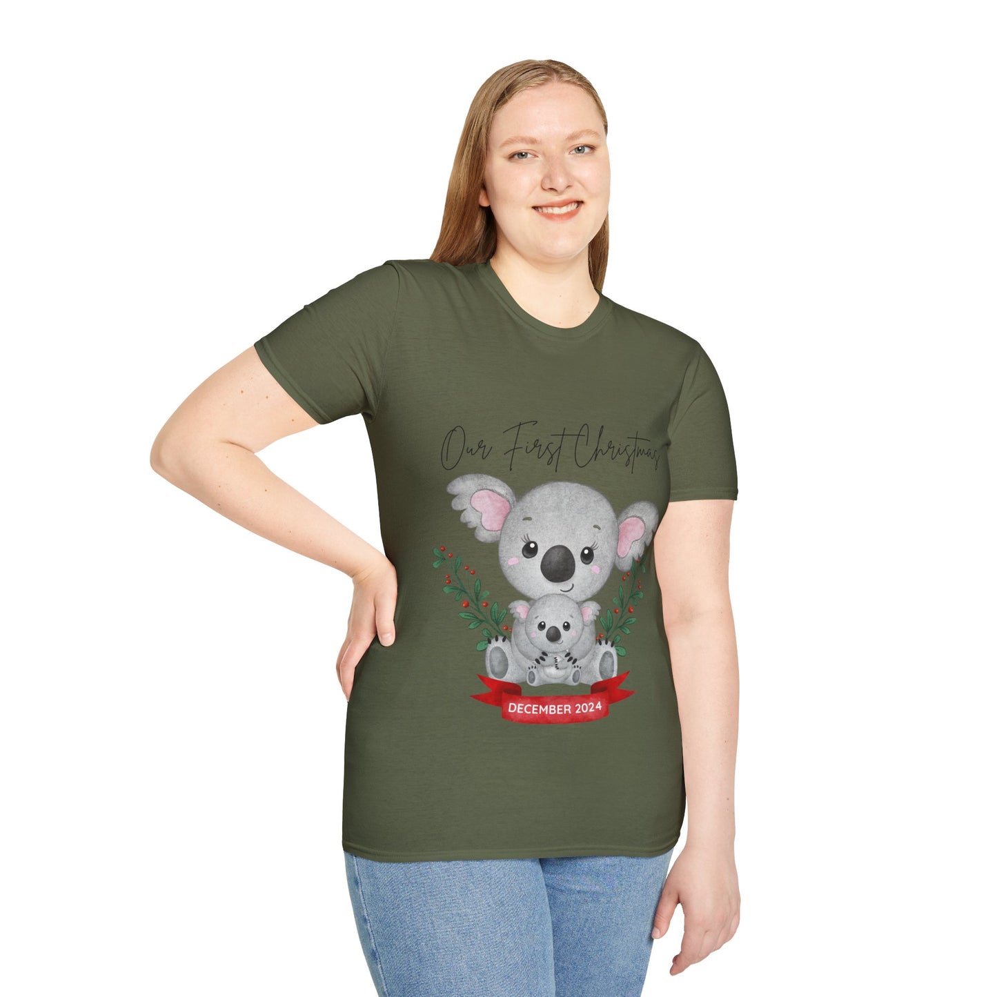 Our First Christmas Koala T-Shirt | Unisex Softstyle Tee for New Parents