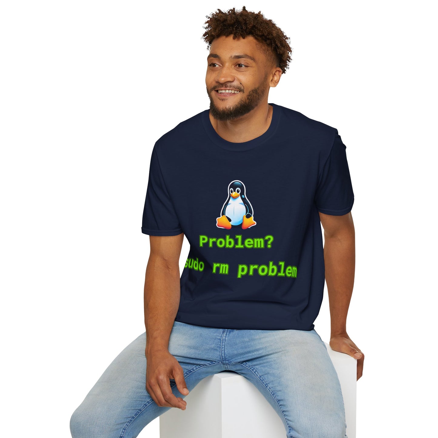 Funny Tech Humor T-Shirt – 'Problem? sudo rm problem' – Unisex Softstyle