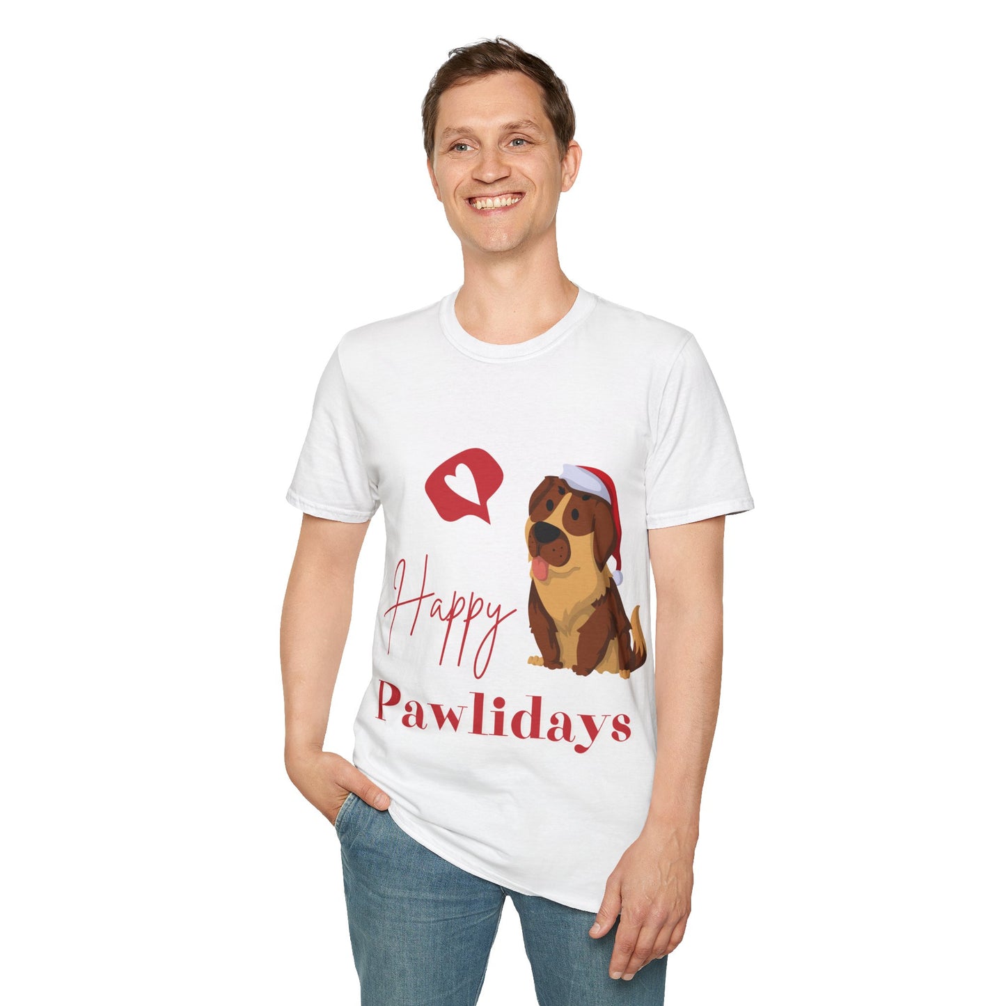 Happy Pawlidays Unisex Softstyle T-Shirt – Celebrate Your Furry Friends | Perfect Pet Lover Gift