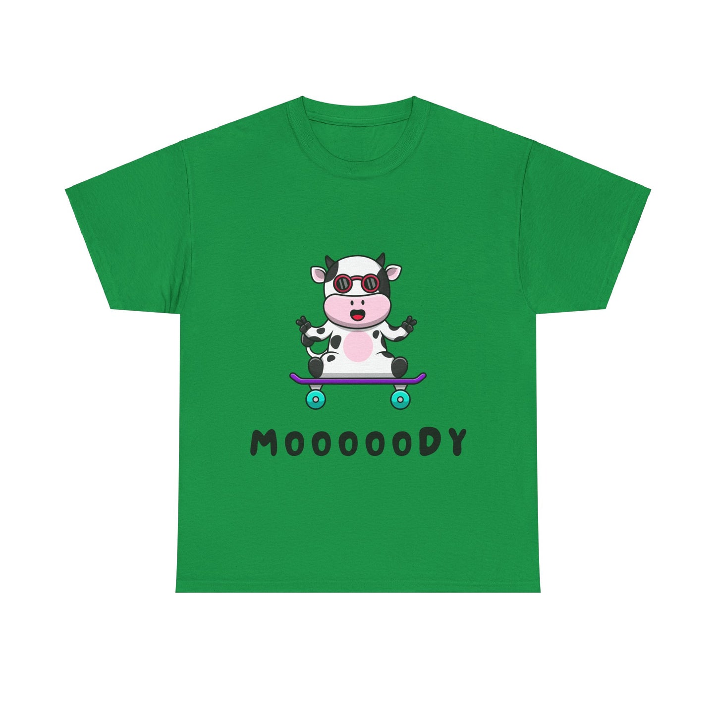 Moooody Cow Skateboarder T-Shirt – Fun and Playful Youth Tee
