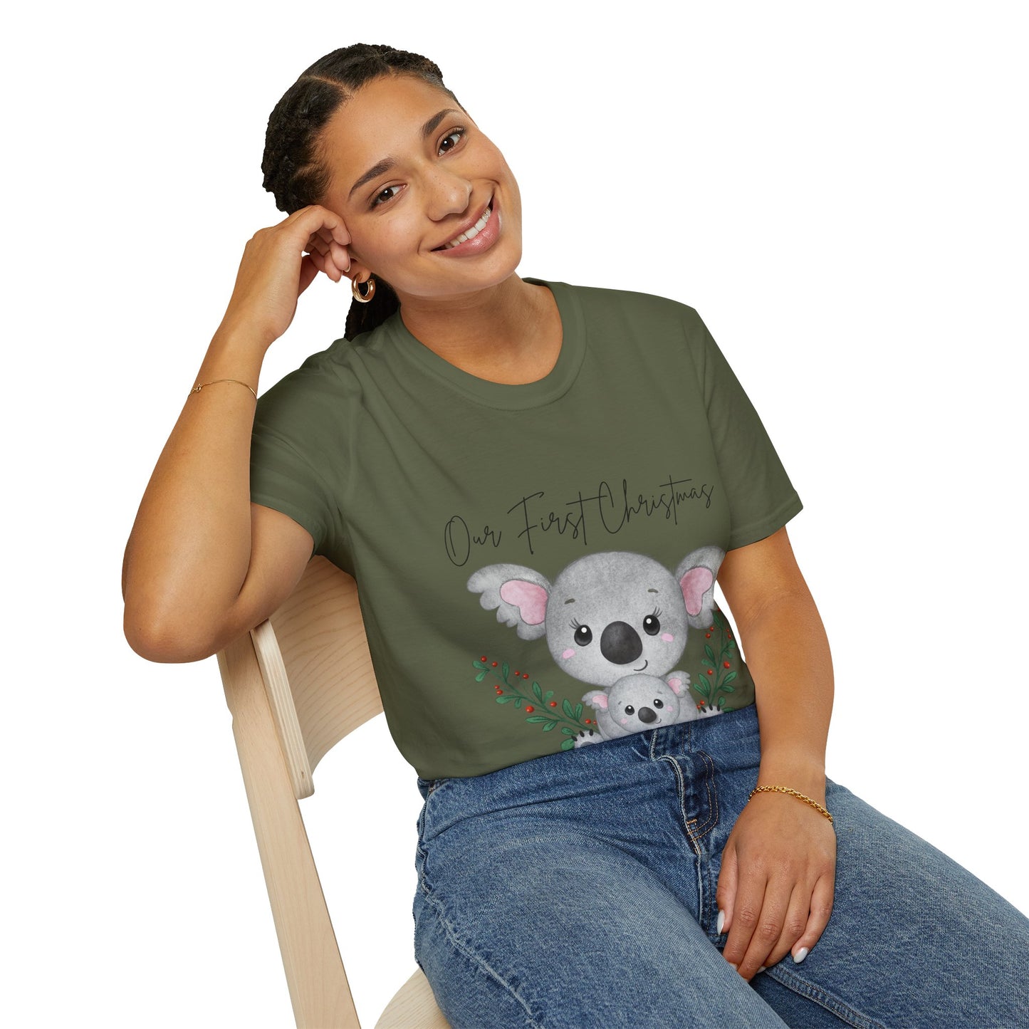 Our First Christmas Koala T-Shirt | Unisex Softstyle Tee for New Parents