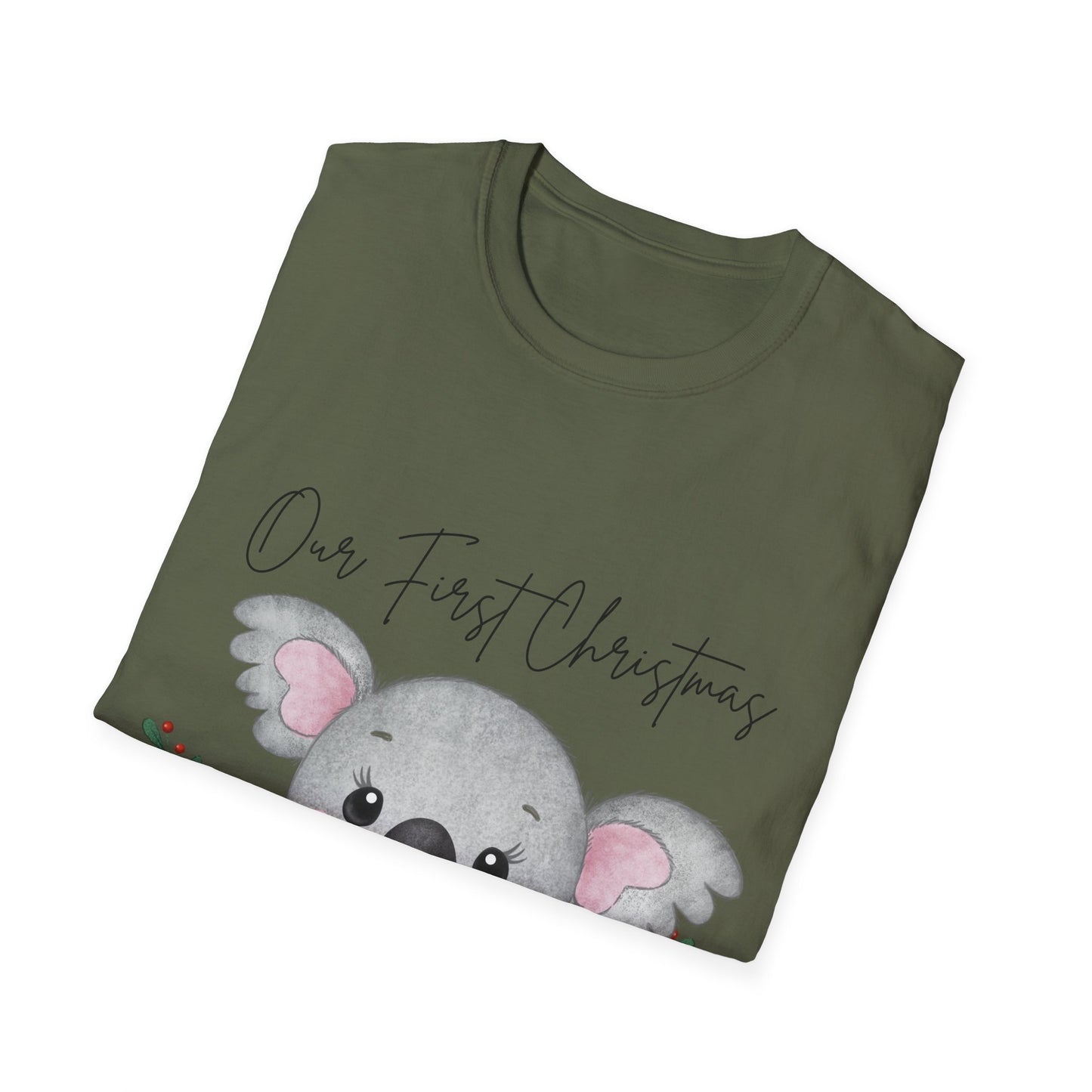 Our First Christmas Koala T-Shirt | Unisex Softstyle Tee for New Parents
