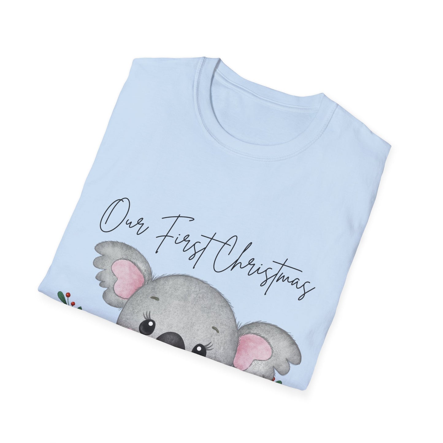 Our First Christmas Koala T-Shirt | Unisex Softstyle Tee for New Parents