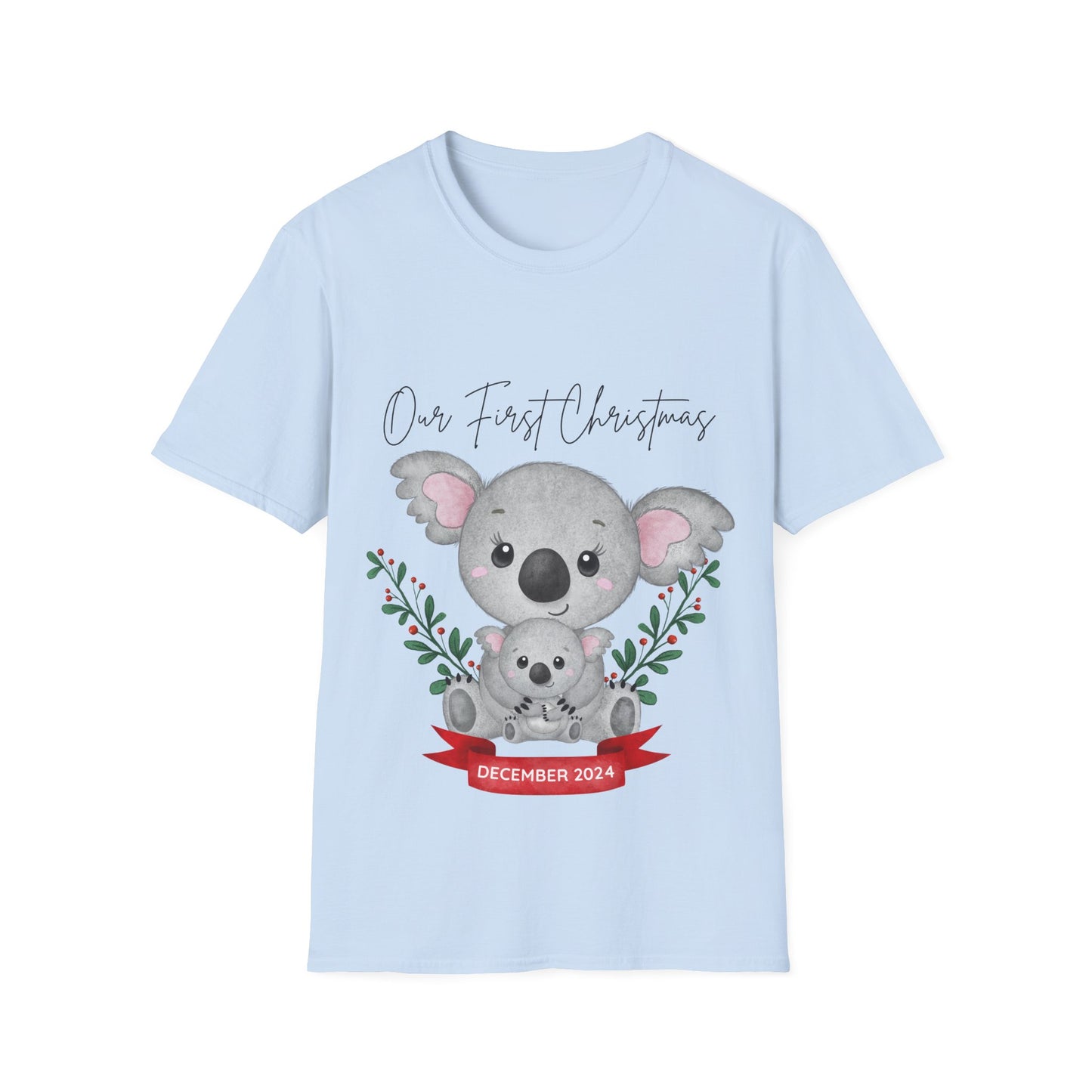 Our First Christmas Koala T-Shirt | Unisex Softstyle Tee for New Parents
