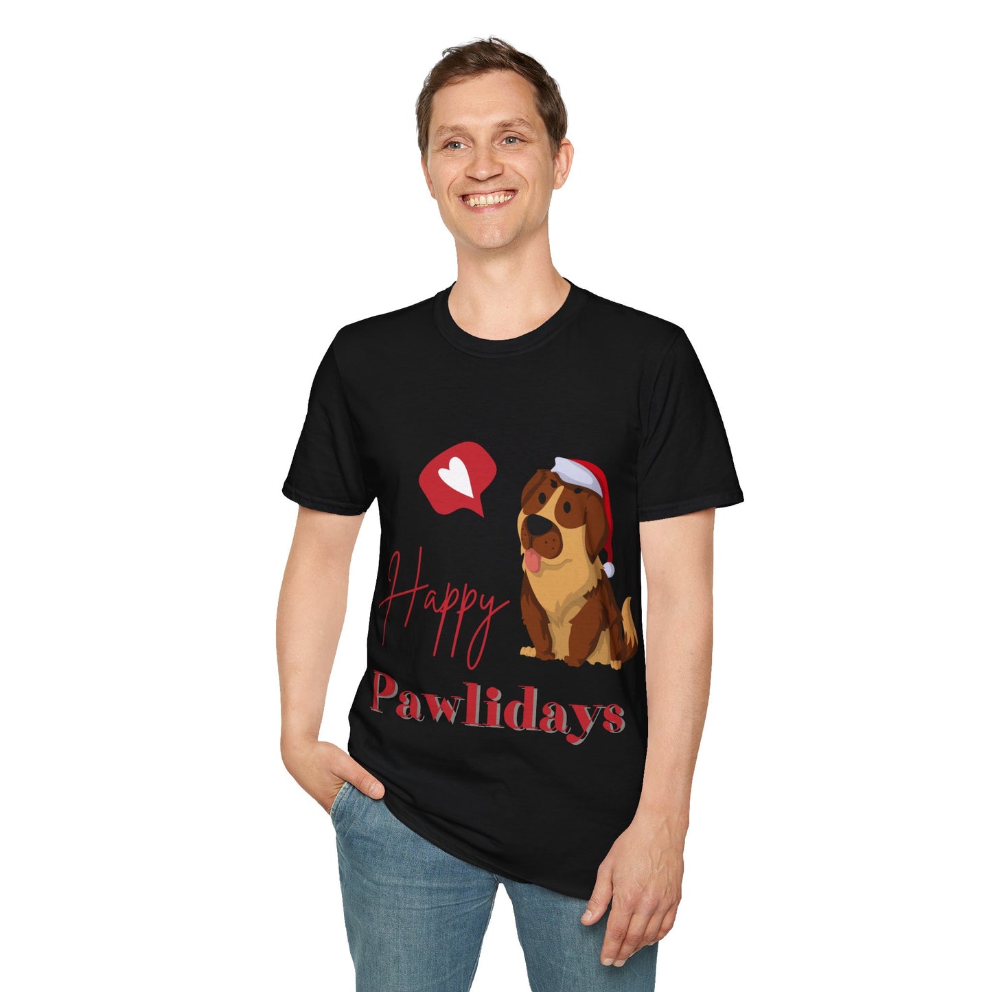 Happy Pawlidays Unisex Softstyle T-Shirt – Celebrate Your Furry Friends | Perfect Pet Lover Gift