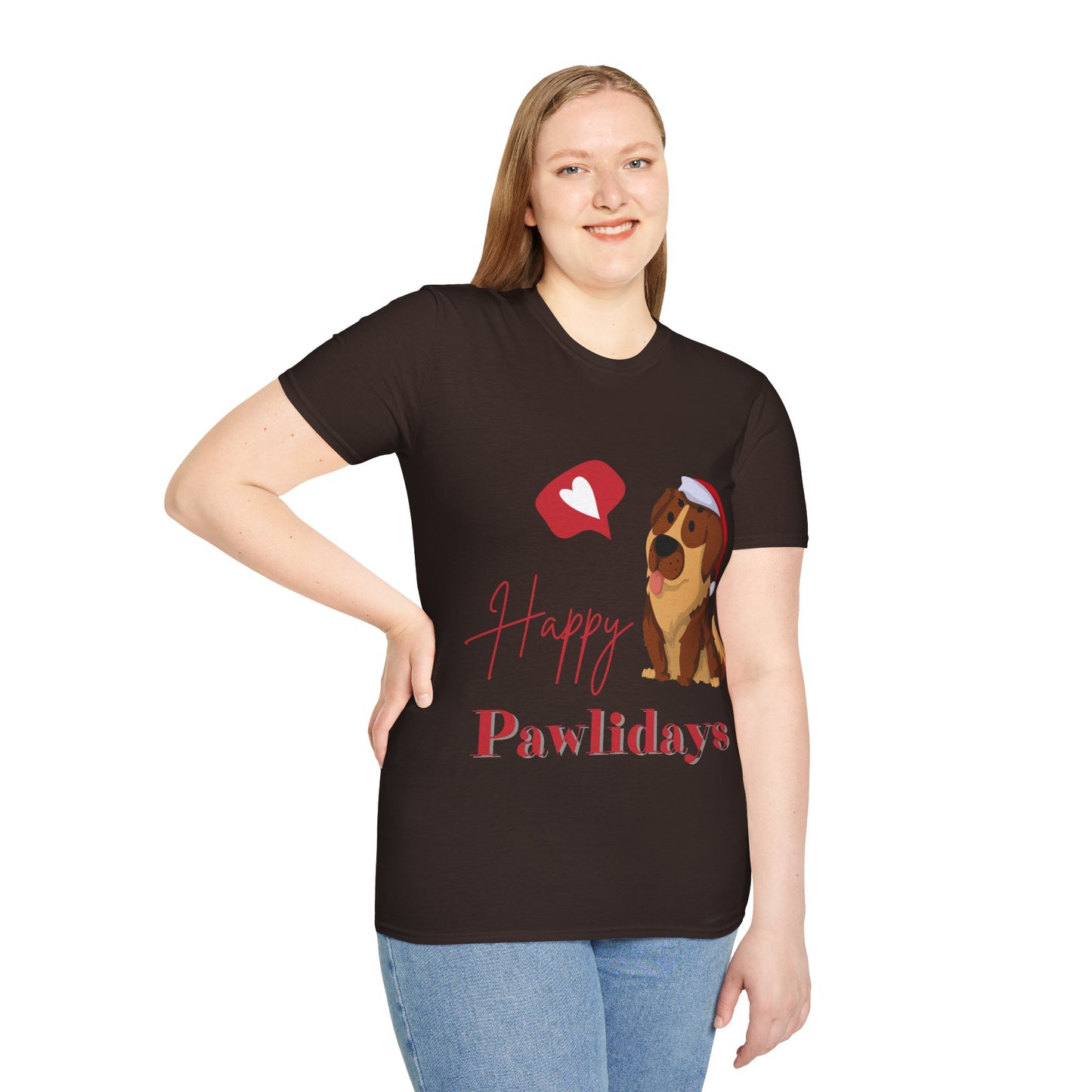 Happy Pawlidays Unisex Softstyle T-Shirt – Celebrate Your Furry Friends | Perfect Pet Lover Gift