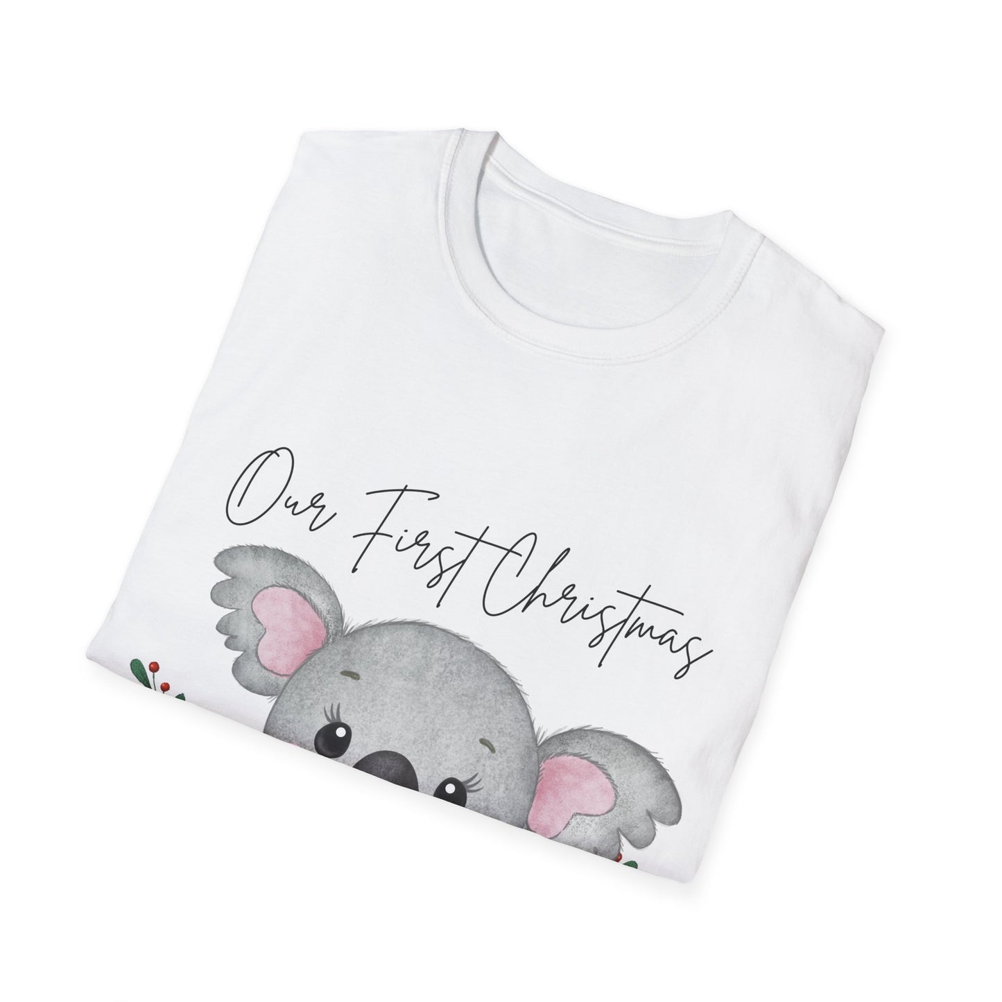 Our First Christmas Koala T-Shirt | Unisex Softstyle Tee for New Parents