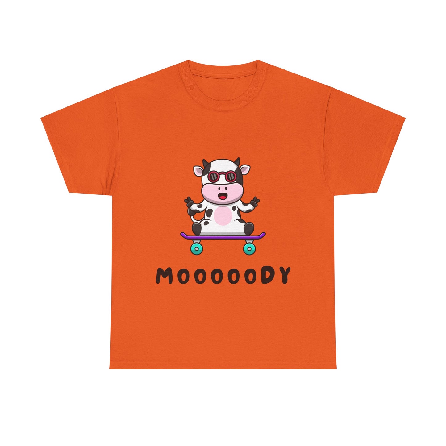 Moooody Cow Skateboarder T-Shirt – Fun and Playful Youth Tee