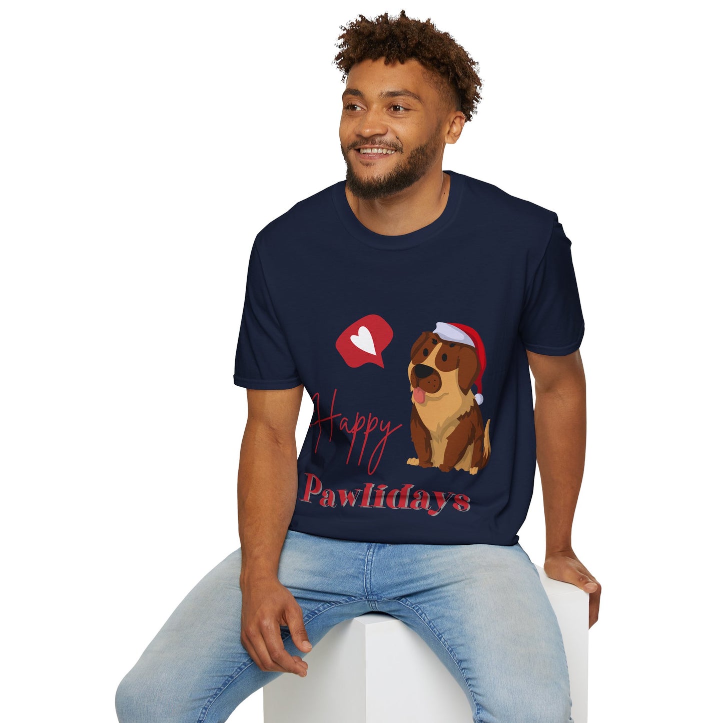 Happy Pawlidays Unisex Softstyle T-Shirt – Celebrate Your Furry Friends | Perfect Pet Lover Gift