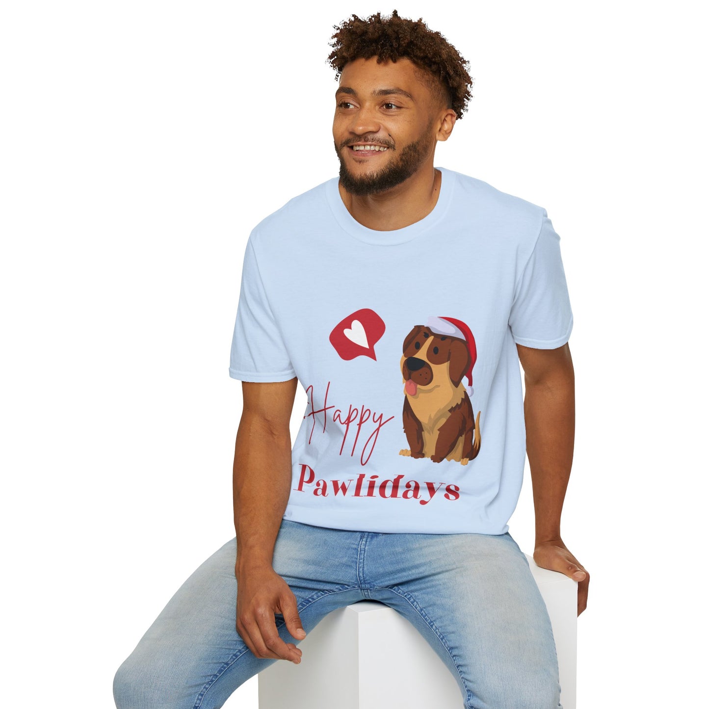 Happy Pawlidays Unisex Softstyle T-Shirt – Celebrate Your Furry Friends | Perfect Pet Lover Gift