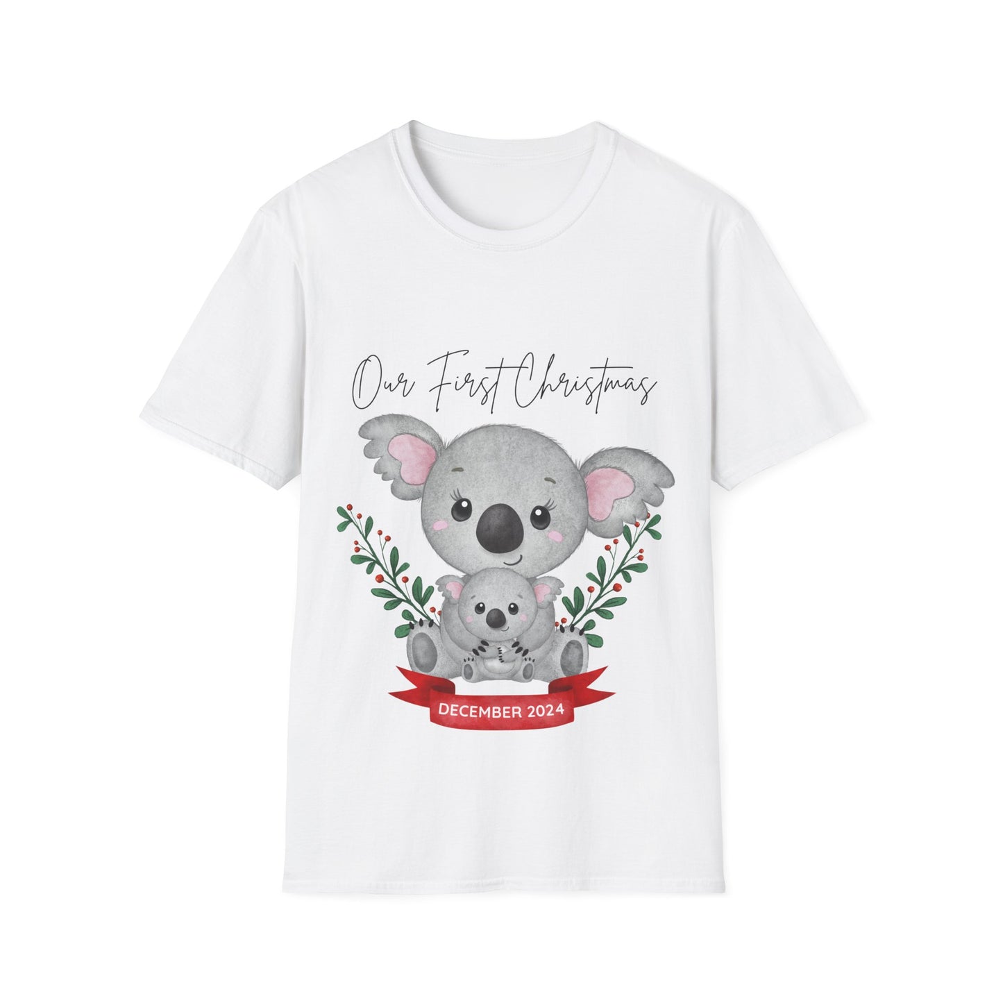 Our First Christmas Koala T-Shirt | Unisex Softstyle Tee for New Parents