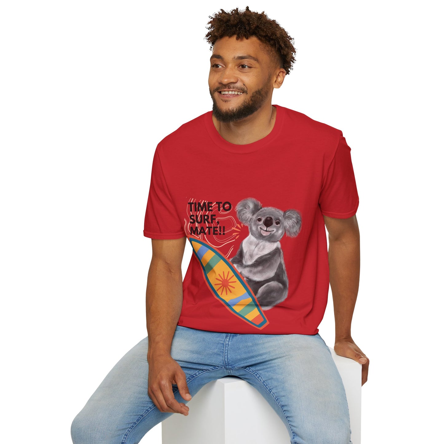 Time to Surf Mate Koala T-Shirt – Unisex Softstyle Surf Tee