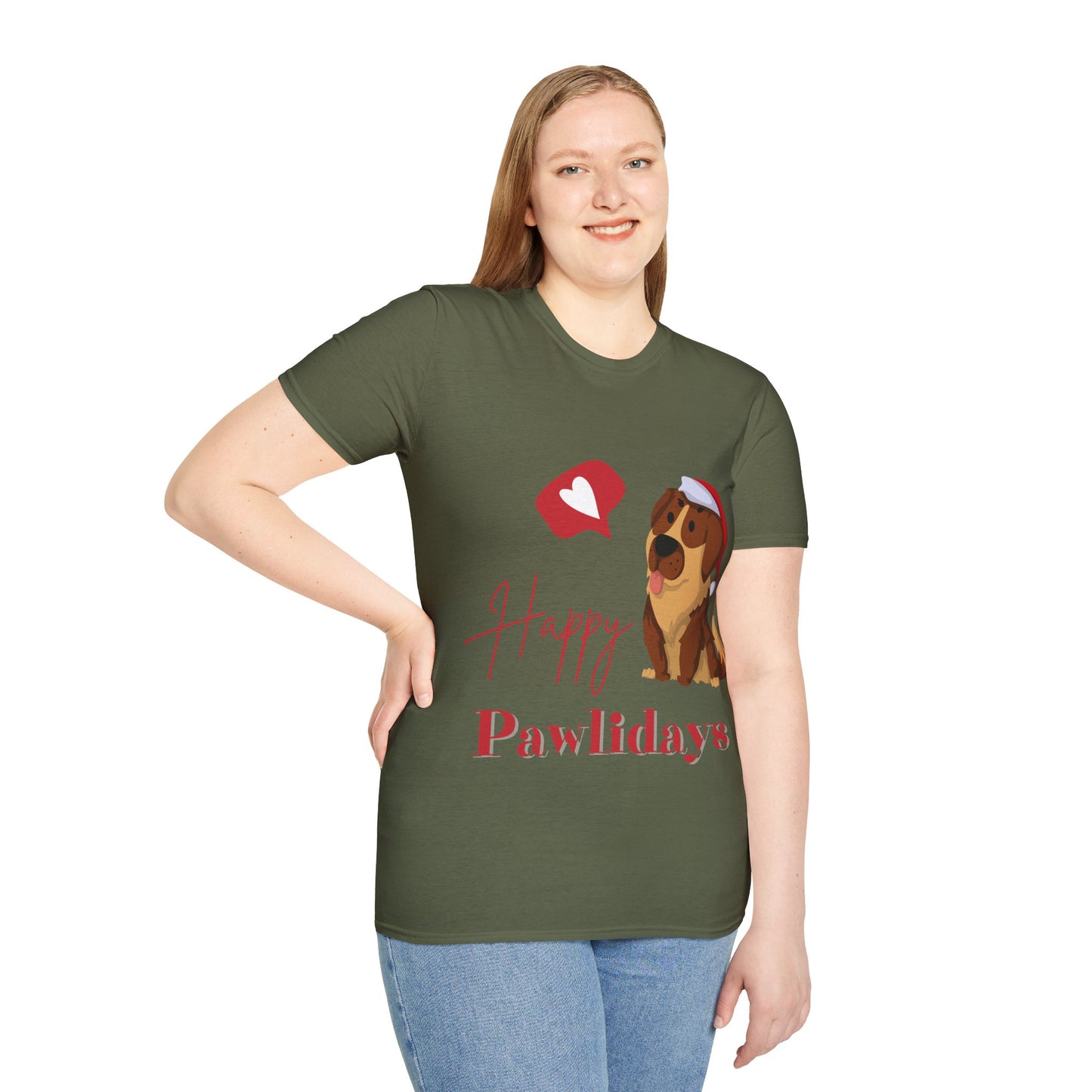 Happy Pawlidays Unisex Softstyle T-Shirt – Celebrate Your Furry Friends | Perfect Pet Lover Gift