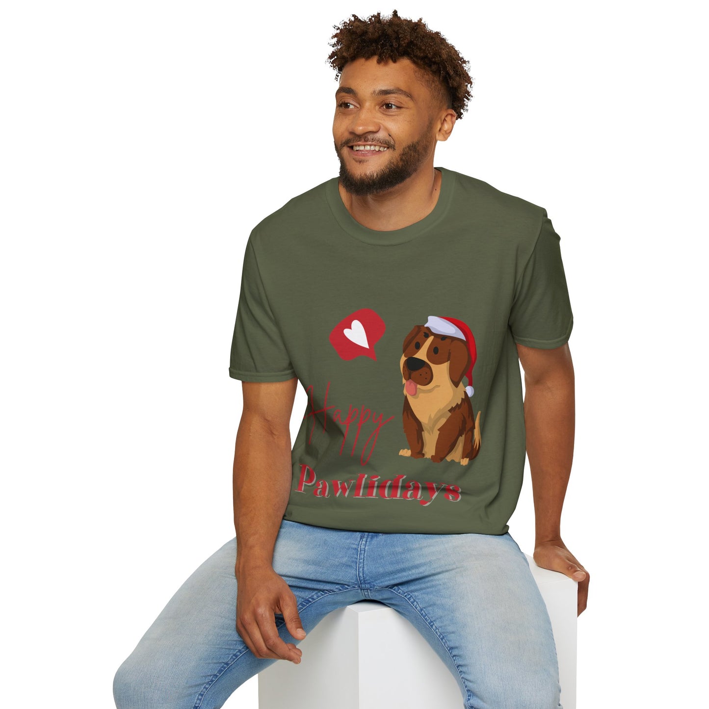 Happy Pawlidays Unisex Softstyle T-Shirt – Celebrate Your Furry Friends | Perfect Pet Lover Gift