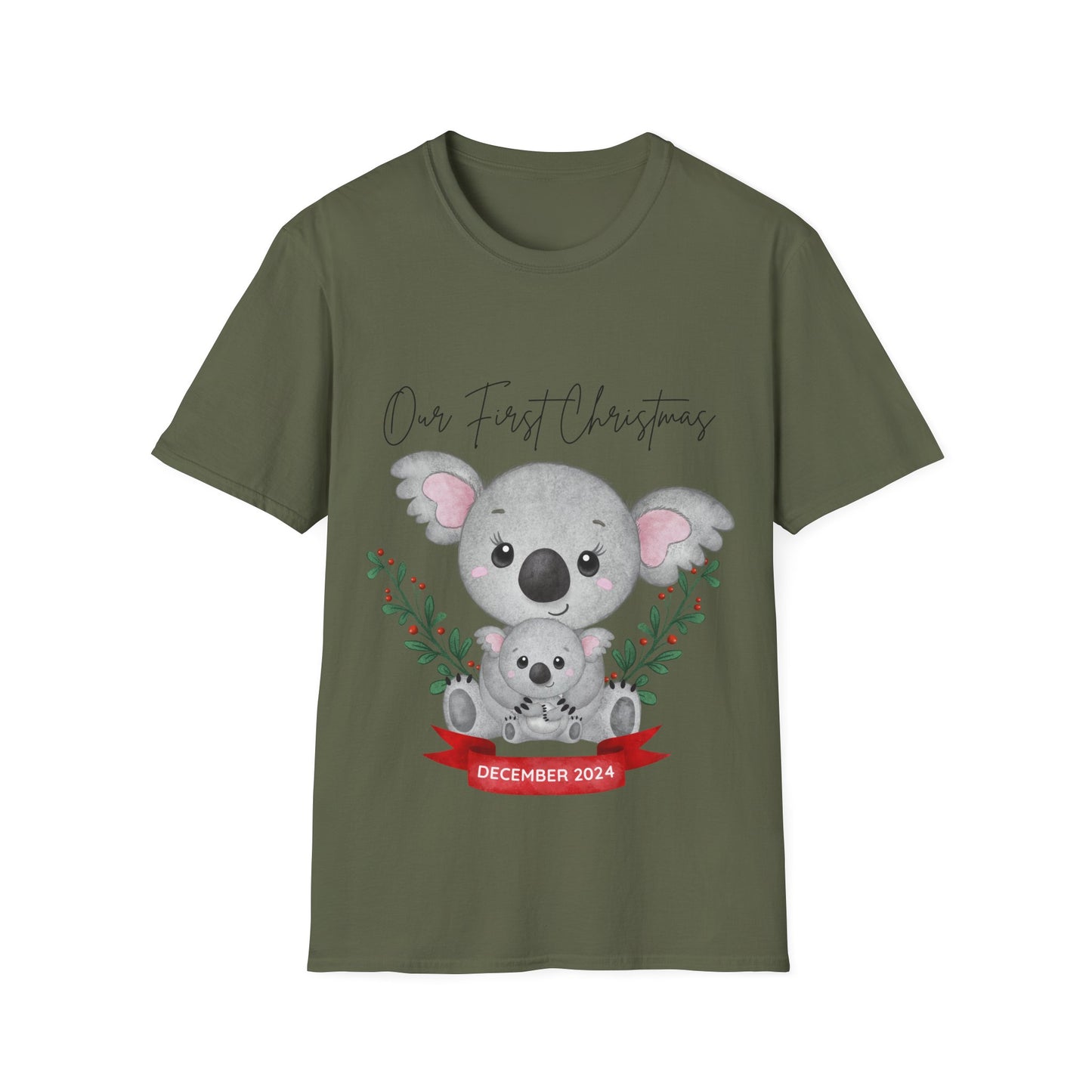 Our First Christmas Koala T-Shirt | Unisex Softstyle Tee for New Parents