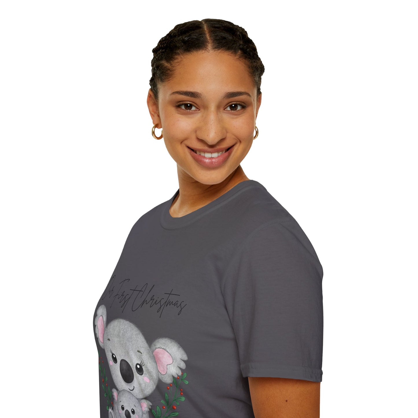 Our First Christmas Koala T-Shirt | Unisex Softstyle Tee for New Parents
