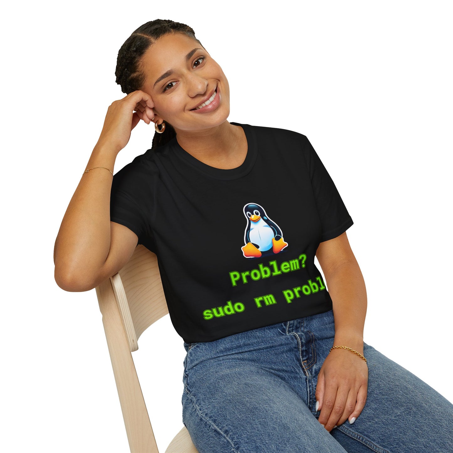 Funny Tech Humor T-Shirt – 'Problem? sudo rm problem' – Unisex Softstyle