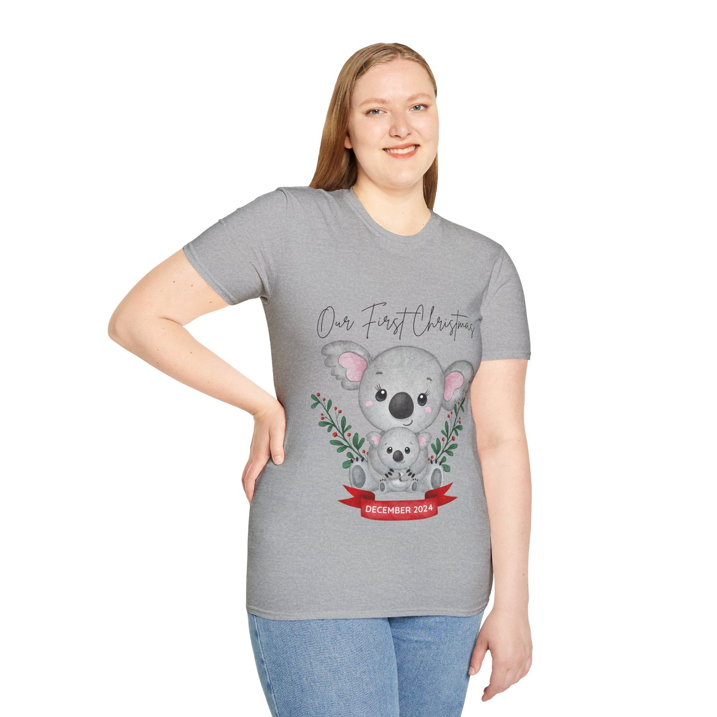 Our First Christmas Koala T-Shirt | Unisex Softstyle Tee for New Parents