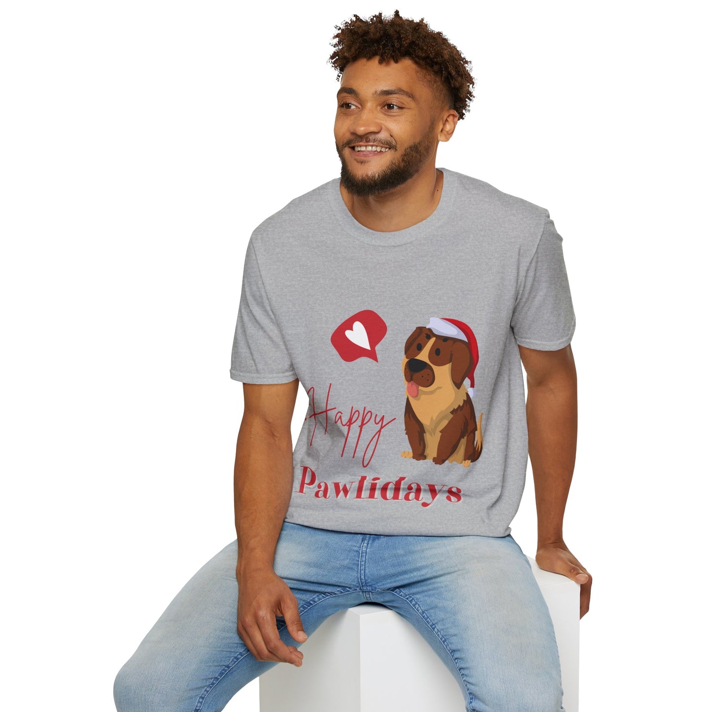 Happy Pawlidays Unisex Softstyle T-Shirt – Celebrate Your Furry Friends | Perfect Pet Lover Gift
