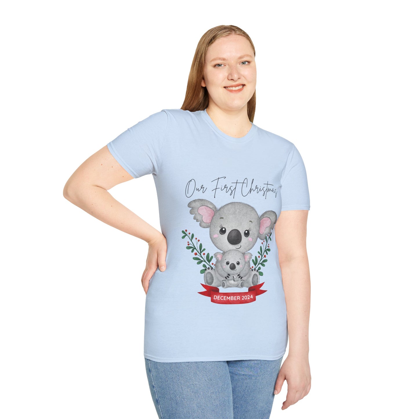 Our First Christmas Koala T-Shirt | Unisex Softstyle Tee for New Parents