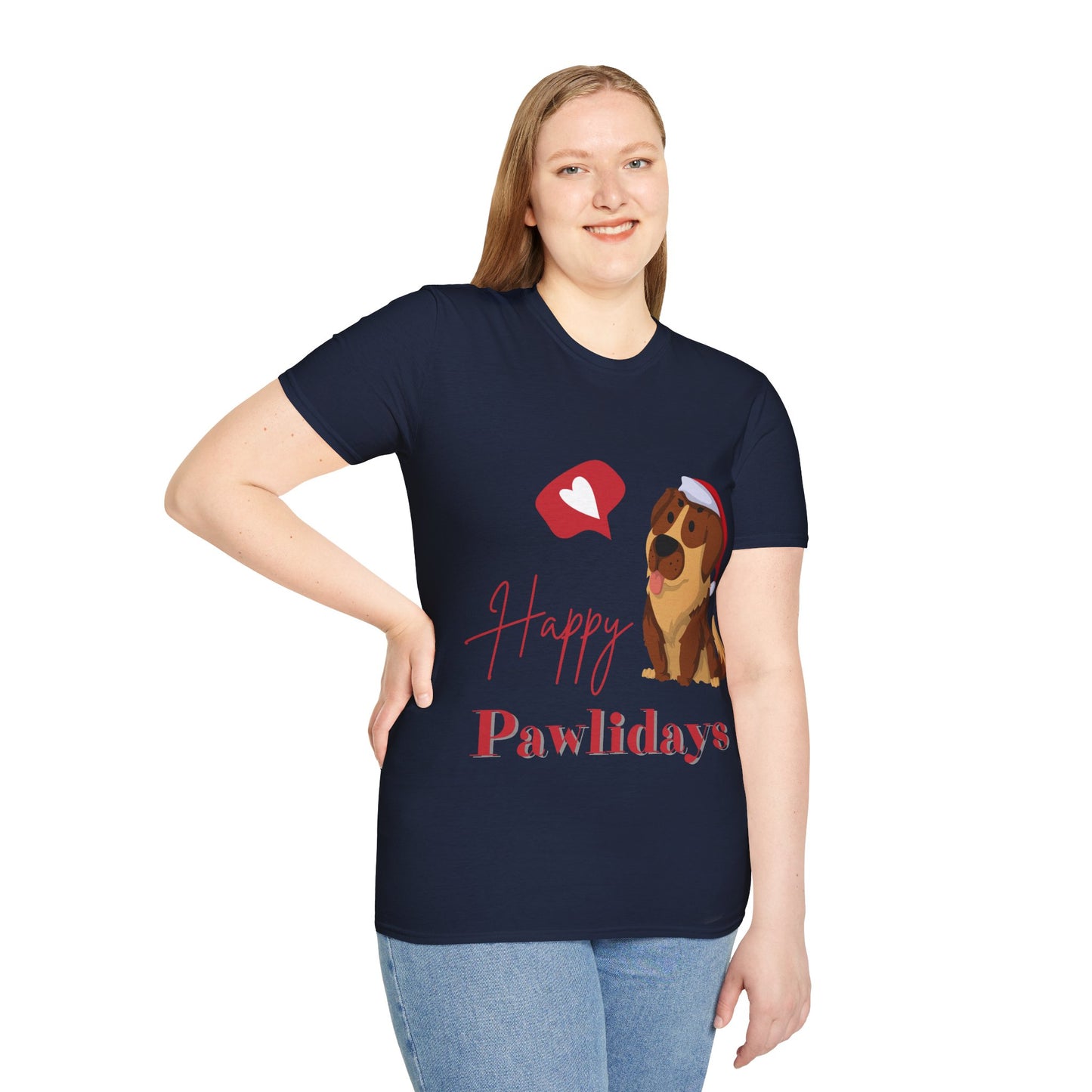 Happy Pawlidays Unisex Softstyle T-Shirt – Celebrate Your Furry Friends | Perfect Pet Lover Gift