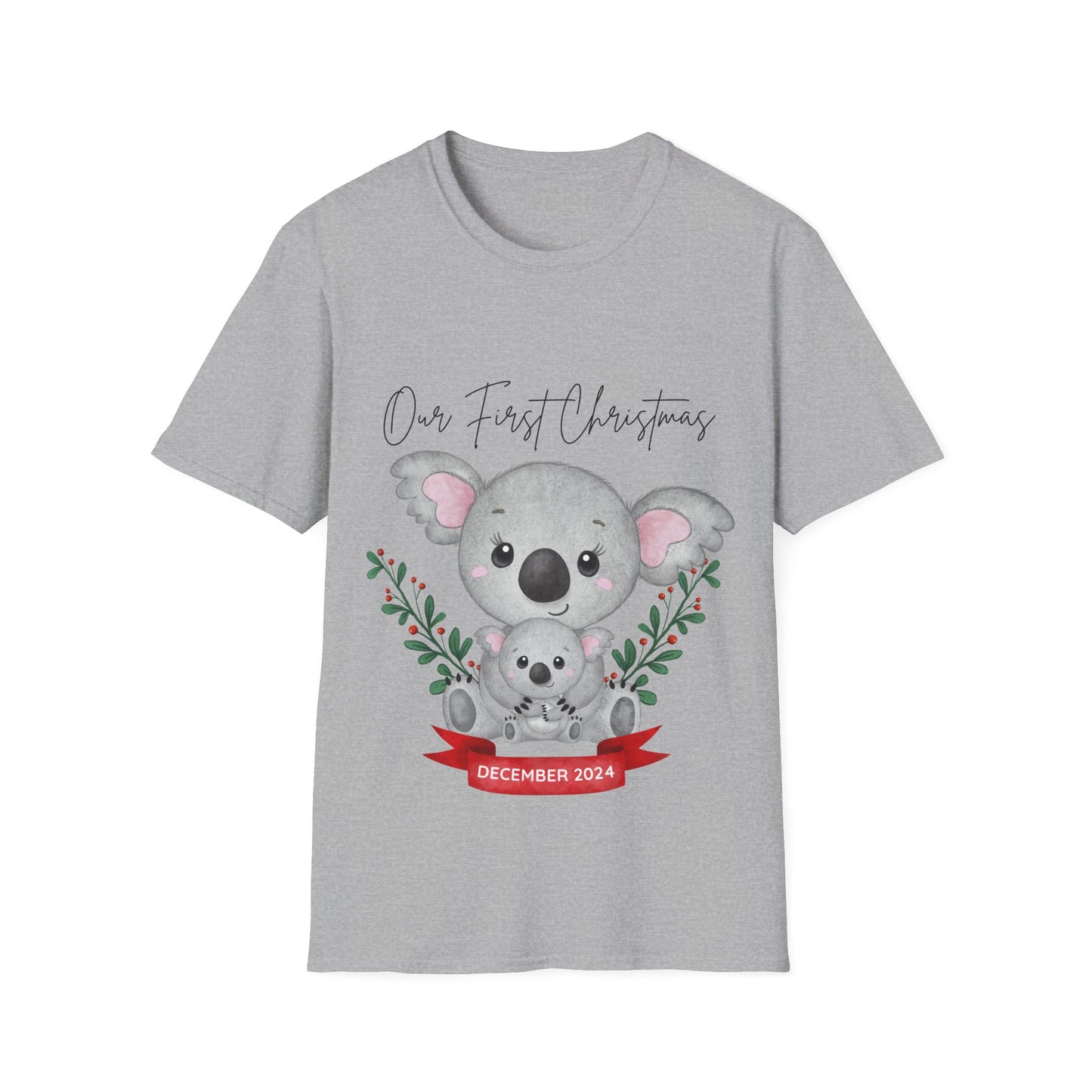 Our First Christmas Koala T-Shirt | Unisex Softstyle Tee for New Parents