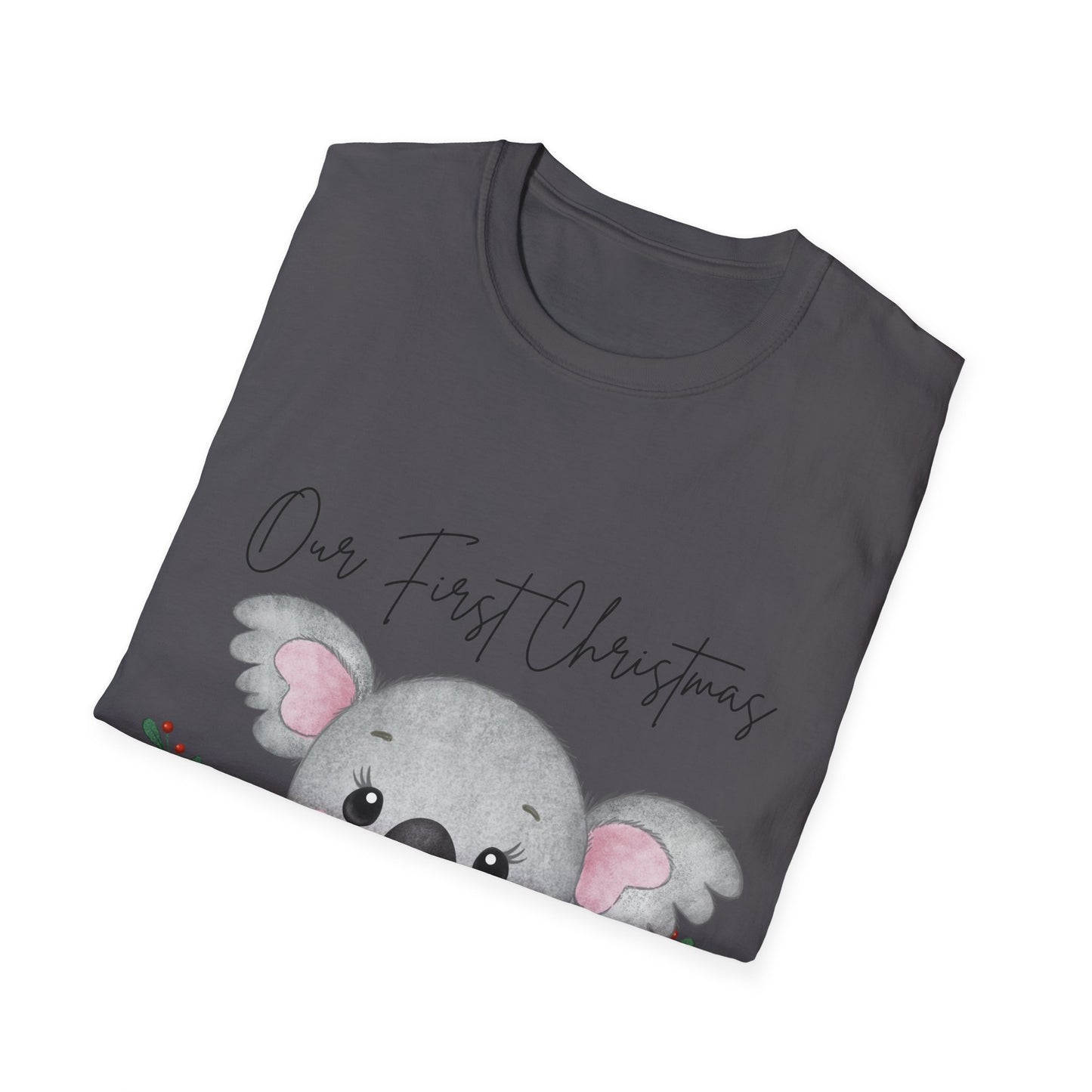 Our First Christmas Koala T-Shirt | Unisex Softstyle Tee for New Parents