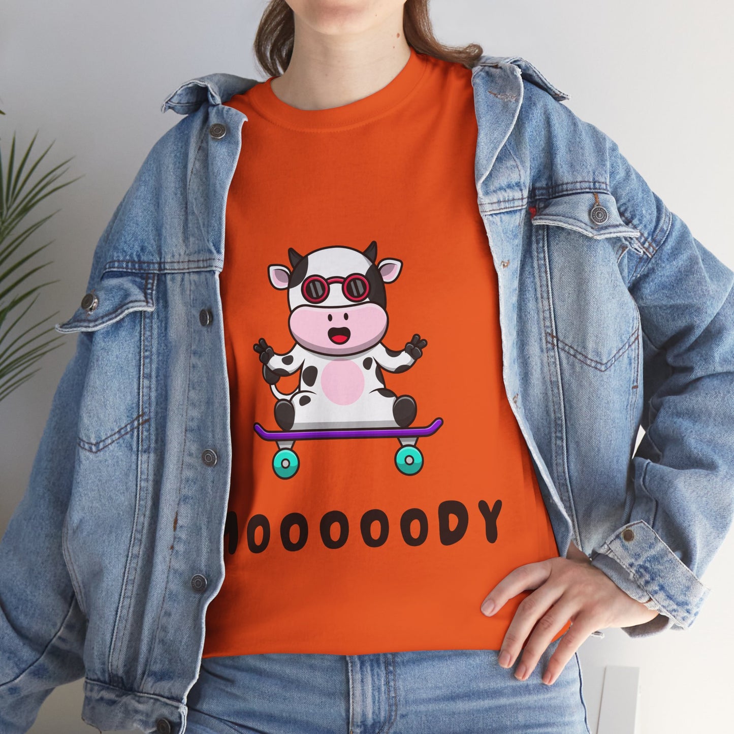 Moooody Cow Skateboarder T-Shirt – Fun and Playful Youth Tee