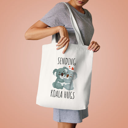 Sending Koala Hugs Cotton Tote Bag - Cute Animal Eco-Friendly Bag for Daily Use & Gifts
