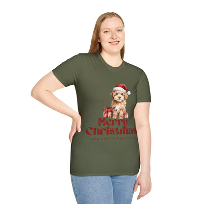 Merry Christmas Dog Unisex Softstyle T-Shirt – Perfect Holiday Tee for Dog Lovers