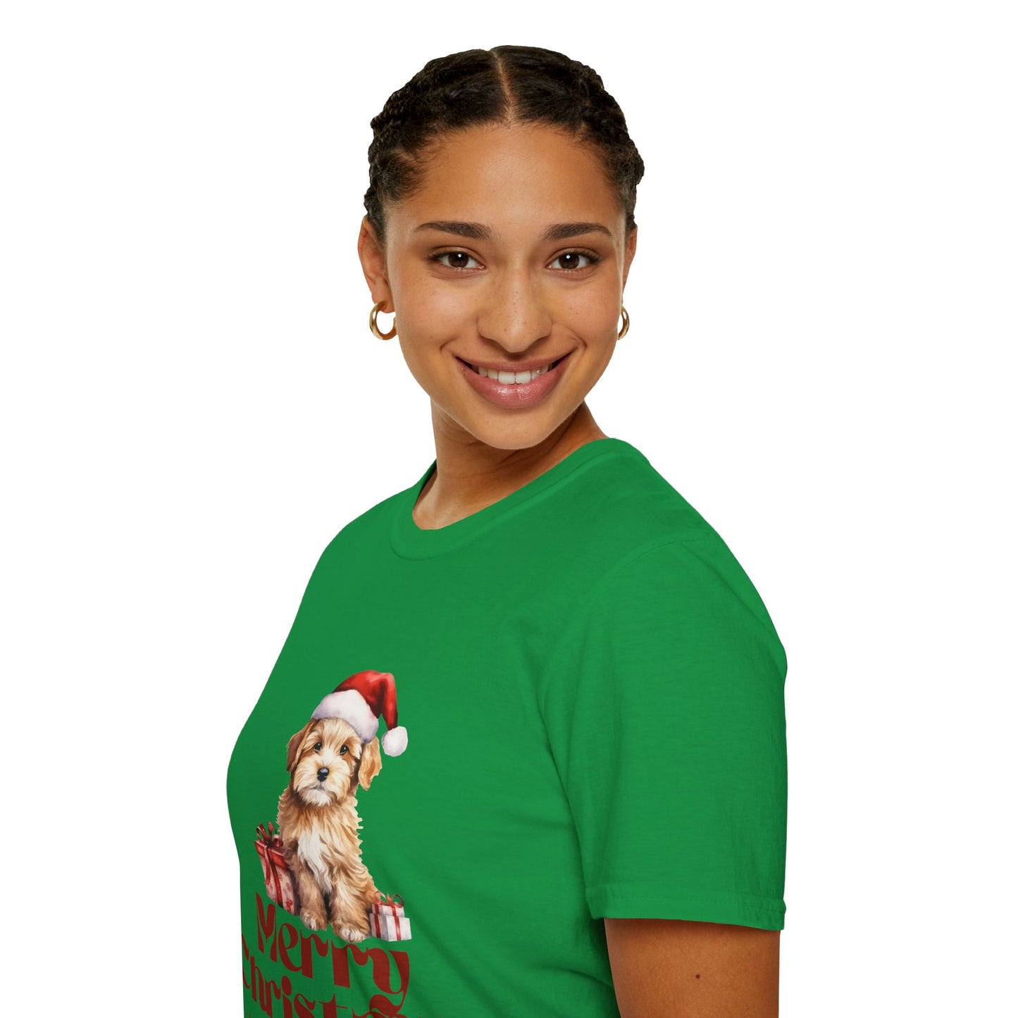 Merry Christmas Dog Unisex Softstyle T-Shirt – Perfect Holiday Tee for Dog Lovers