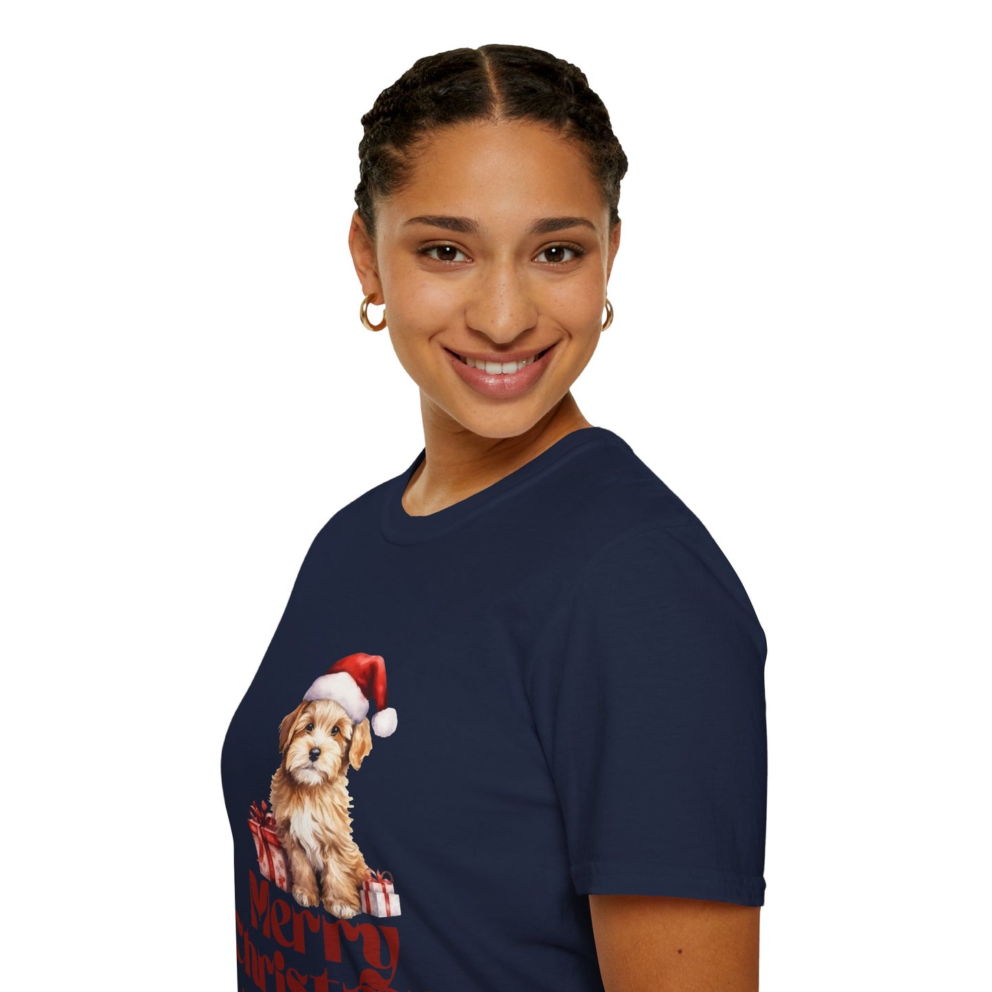 Merry Christmas Dog Unisex Softstyle T-Shirt – Perfect Holiday Tee for Dog Lovers