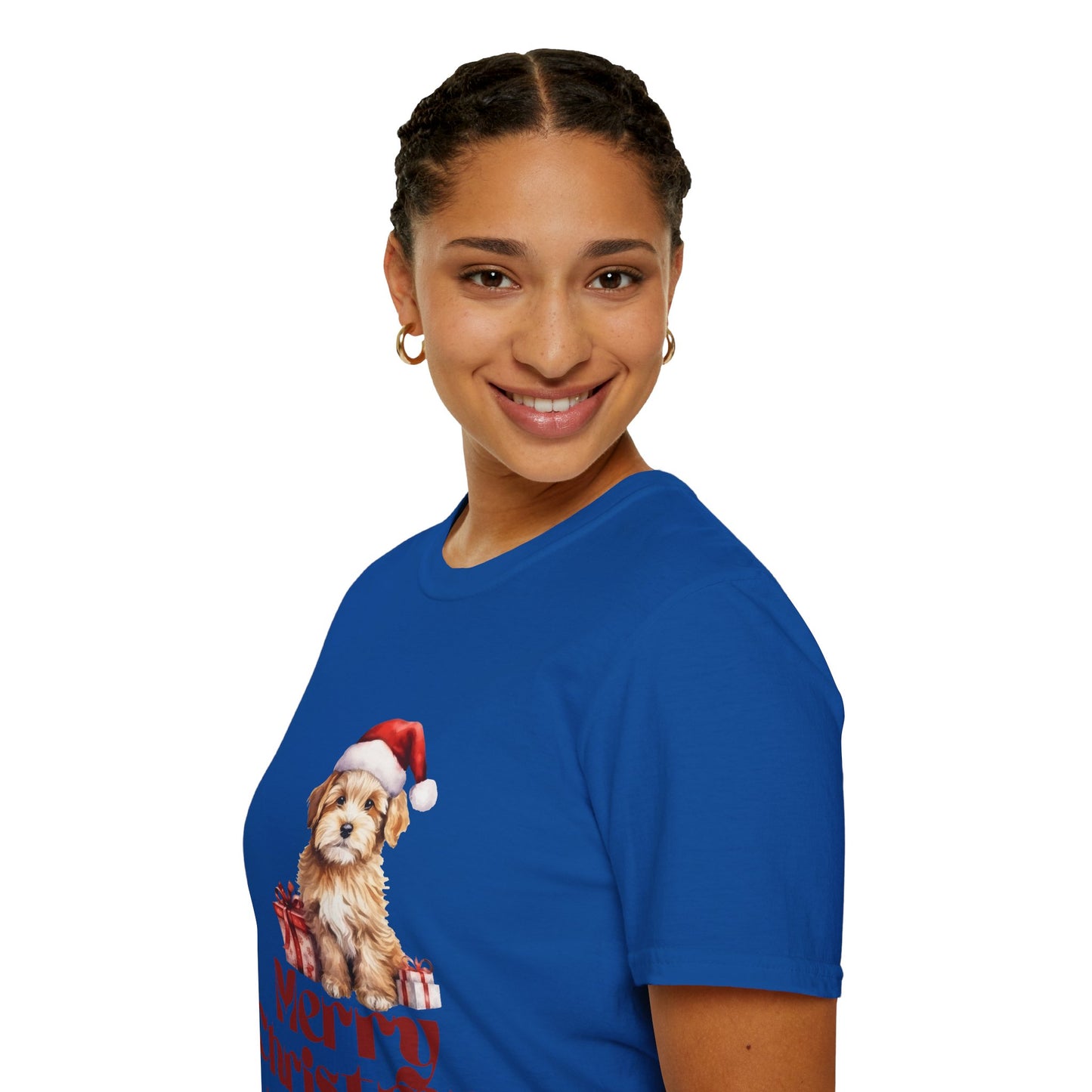 Merry Christmas Dog Unisex Softstyle T-Shirt – Perfect Holiday Tee for Dog Lovers