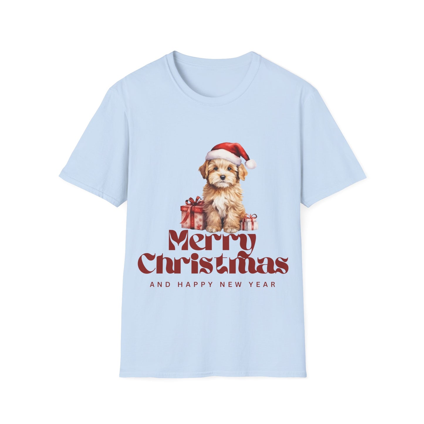 Merry Christmas Dog Unisex Softstyle T-Shirt – Perfect Holiday Tee for Dog Lovers