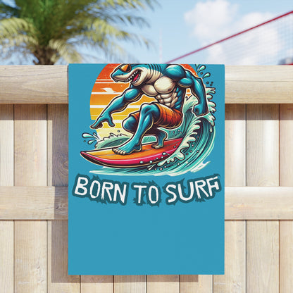Born To Surf Beach Towel - Vibrant & Fun Shark Design