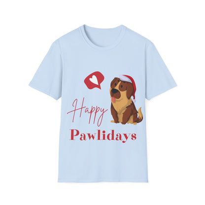 Happy Pawlidays Unisex Softstyle T-Shirt – Celebrate Your Furry Friends | Perfect Pet Lover Gift